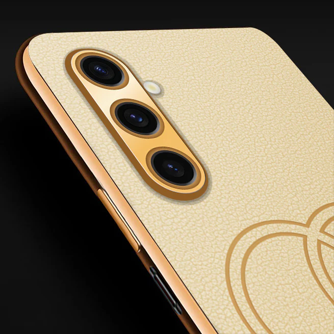 Vaku® Samsung Galaxy A04s Skylar Leather Pattern Gold Electroplated Soft TPU Back Cover - Image 2