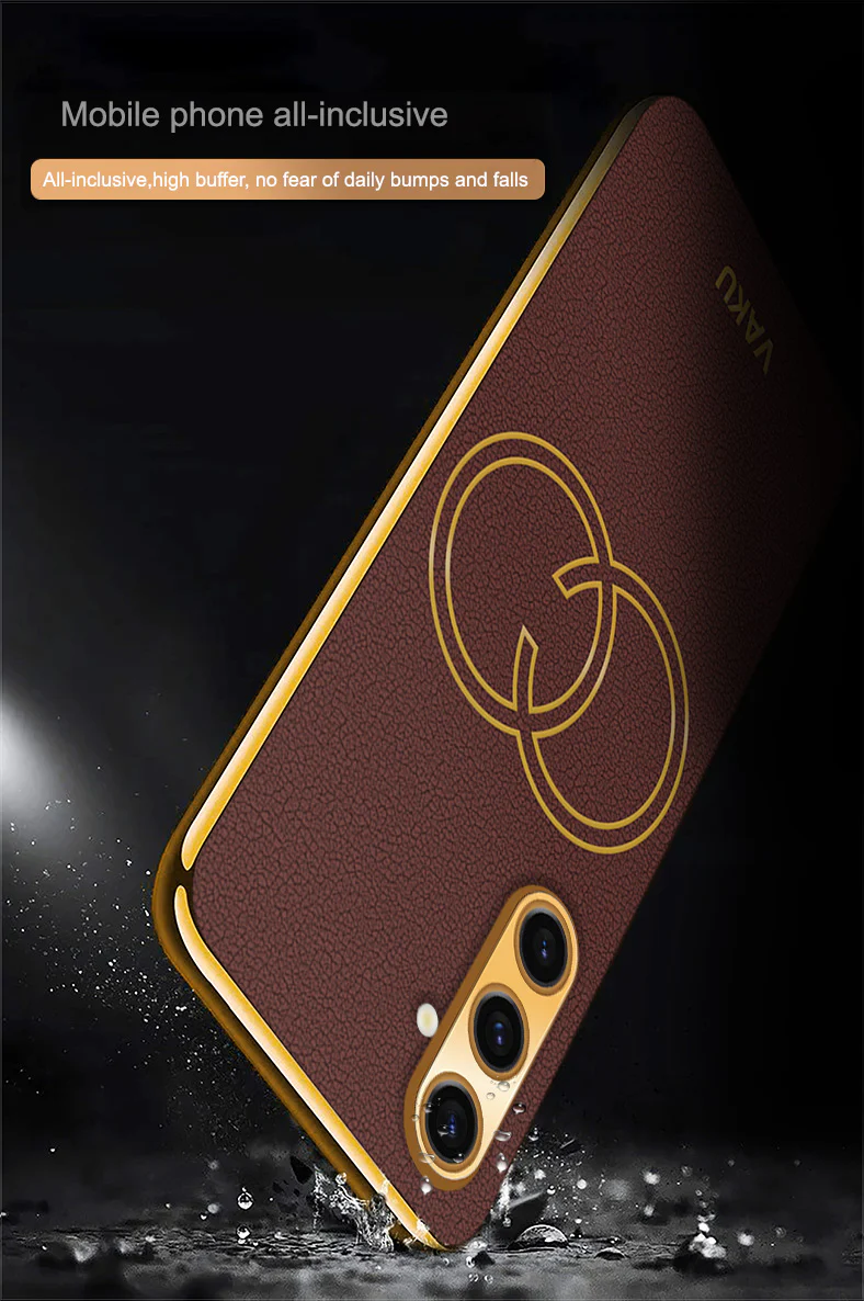 Vaku® Samsung Galaxy A04s Skylar Leather Pattern Gold Electroplated Soft TPU Back Cover - Image 7
