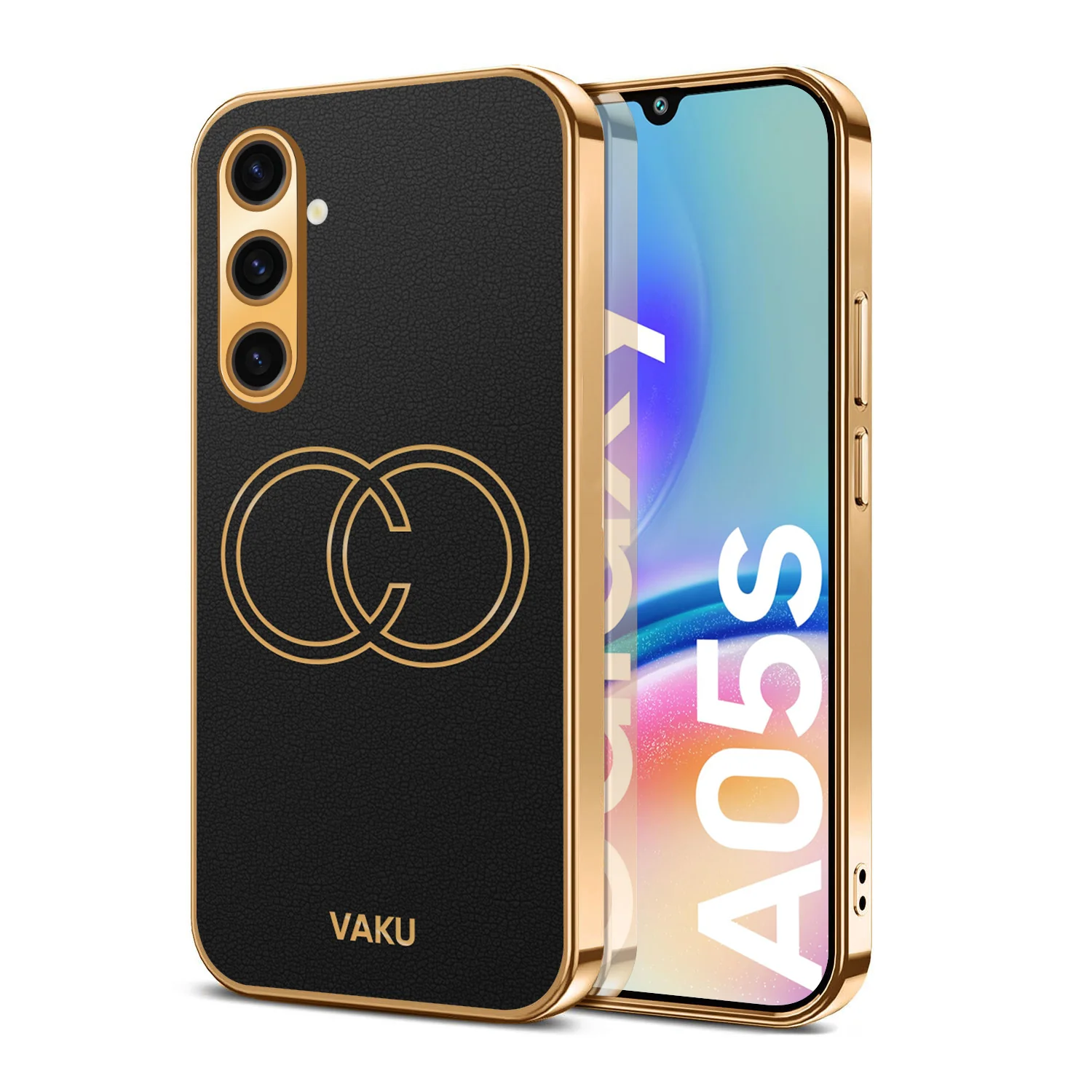 Vaku® Samsung Galaxy A04s Skylar Leather Pattern Gold Electroplated Soft TPU Back Cover - Image 8