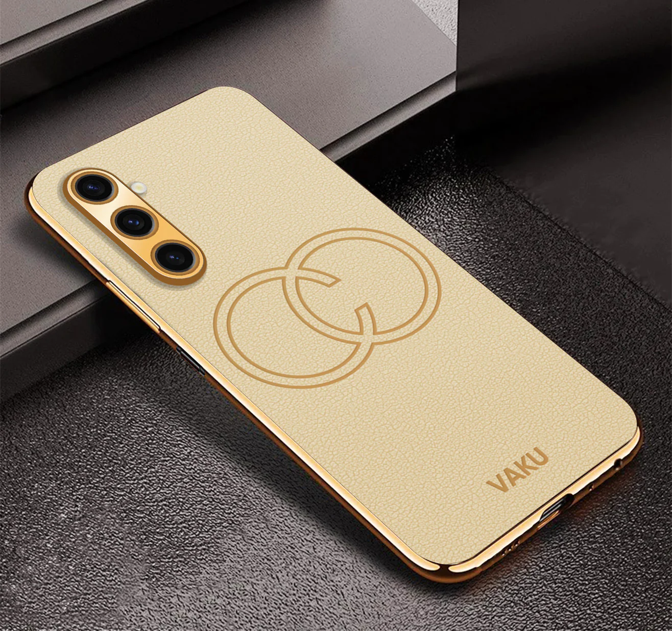 Vaku® Samsung Galaxy A04s Skylar Leather Pattern Gold Electroplated Soft TPU Back Cover - Image 9