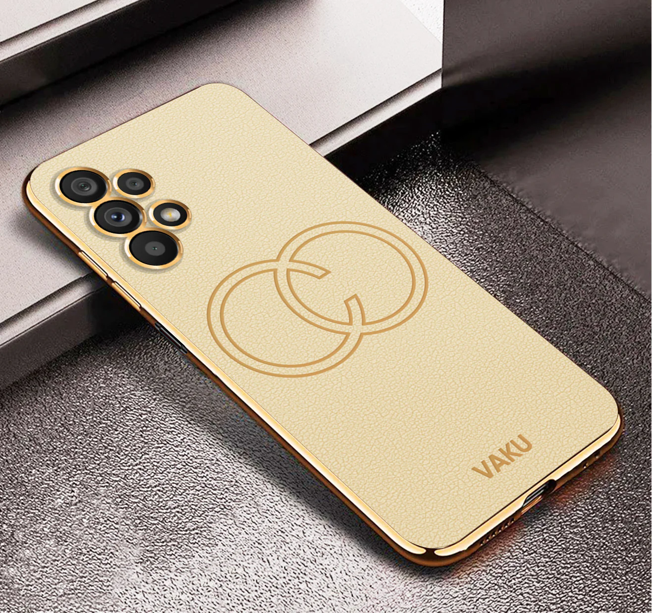 Vaku ® Samsung Galaxy A13 Skylar Leather Pattern Gold Electroplated Soft TPU Back Cover - Image 11