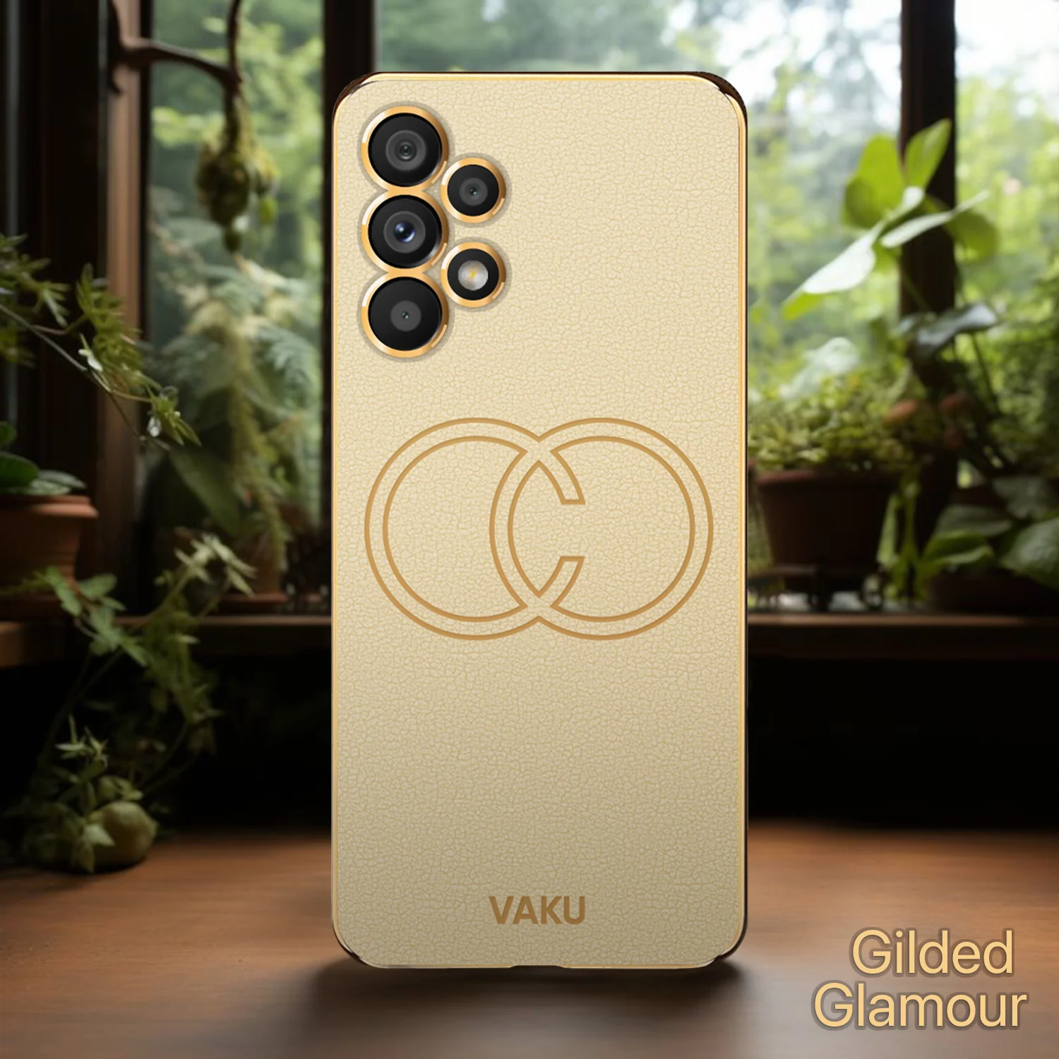 Vaku ® Samsung Galaxy A13 Skylar Leather Pattern Gold Electroplated Soft TPU Back Cover - Image 13