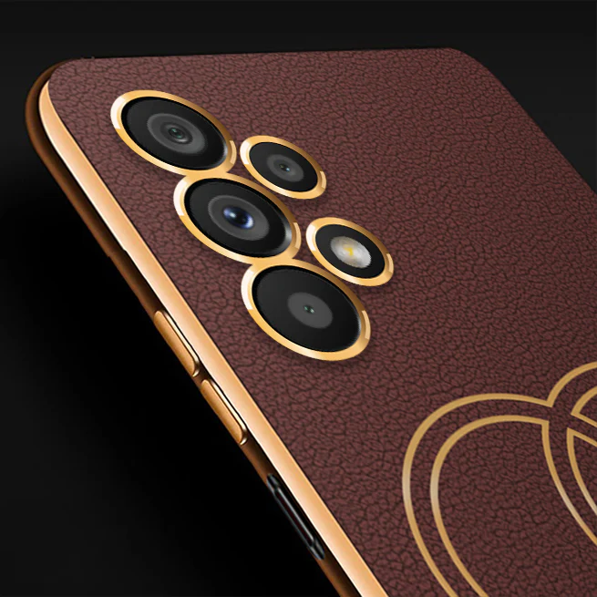 Vaku ® Samsung Galaxy A13 Skylar Leather Pattern Gold Electroplated Soft TPU Back Cover - Image 2