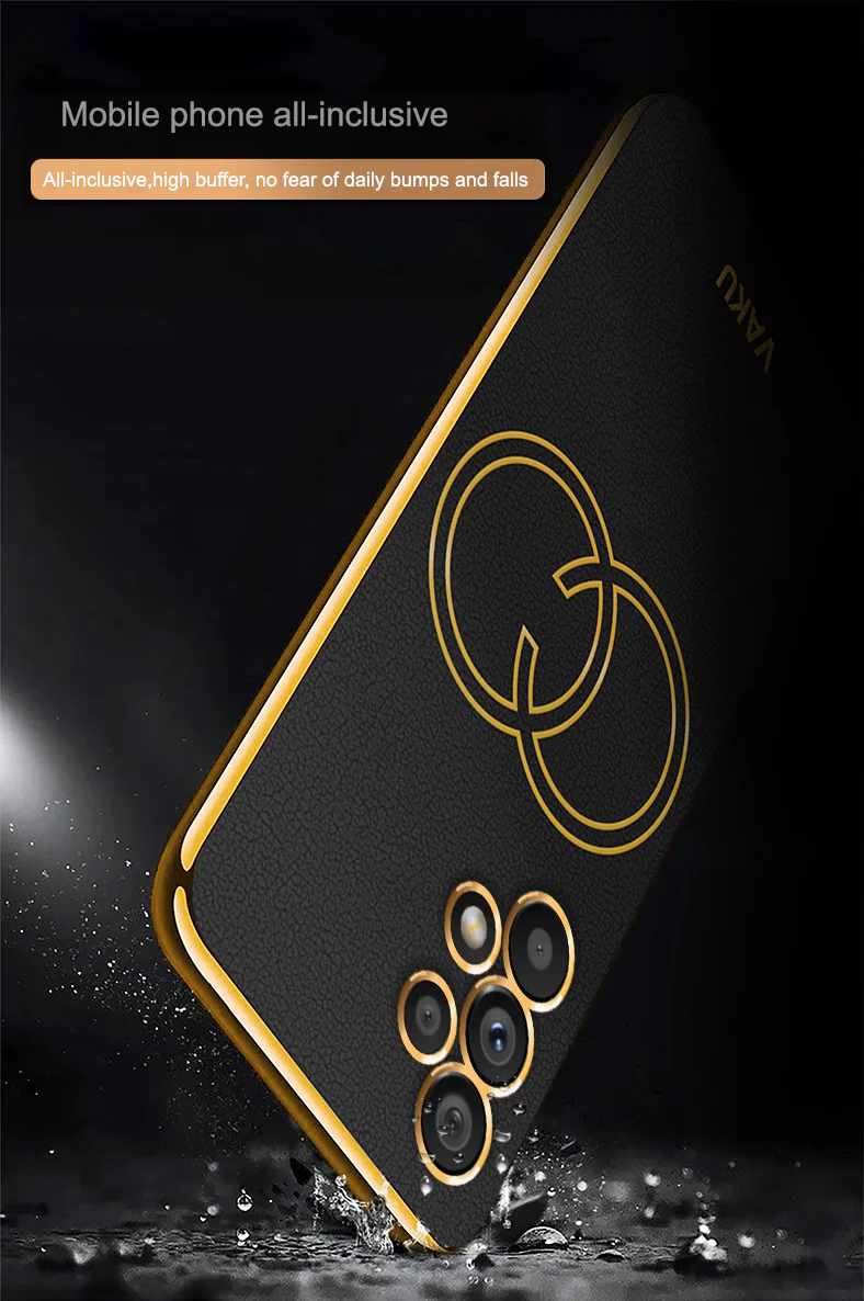 Vaku ® Samsung Galaxy A13 Skylar Leather Pattern Gold Electroplated Soft TPU Back Cover - Image 7