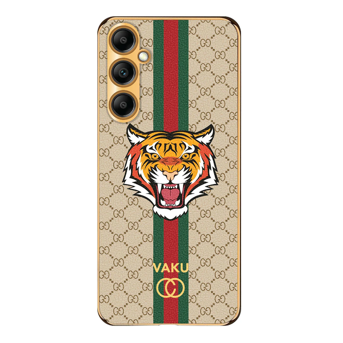 Vaku® Samsung Galaxy A14 5G Lynx Leather Stitched Gold Electroplated Soft TPU Back Cover Case - Image 16