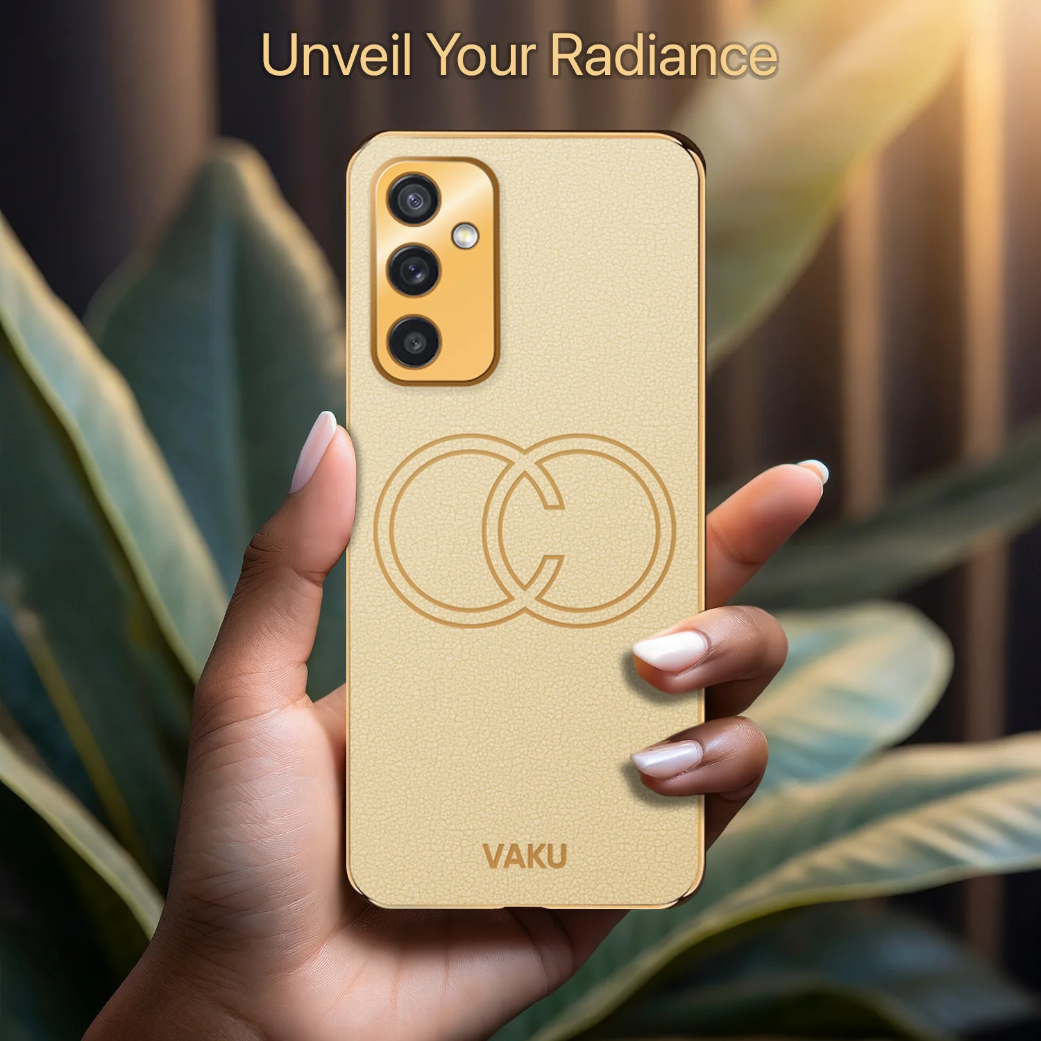 Vaku® Samsung Galaxy A14 5G Skylar Leather Pattern Gold Electroplated Soft TPU Back Cover - Image 13