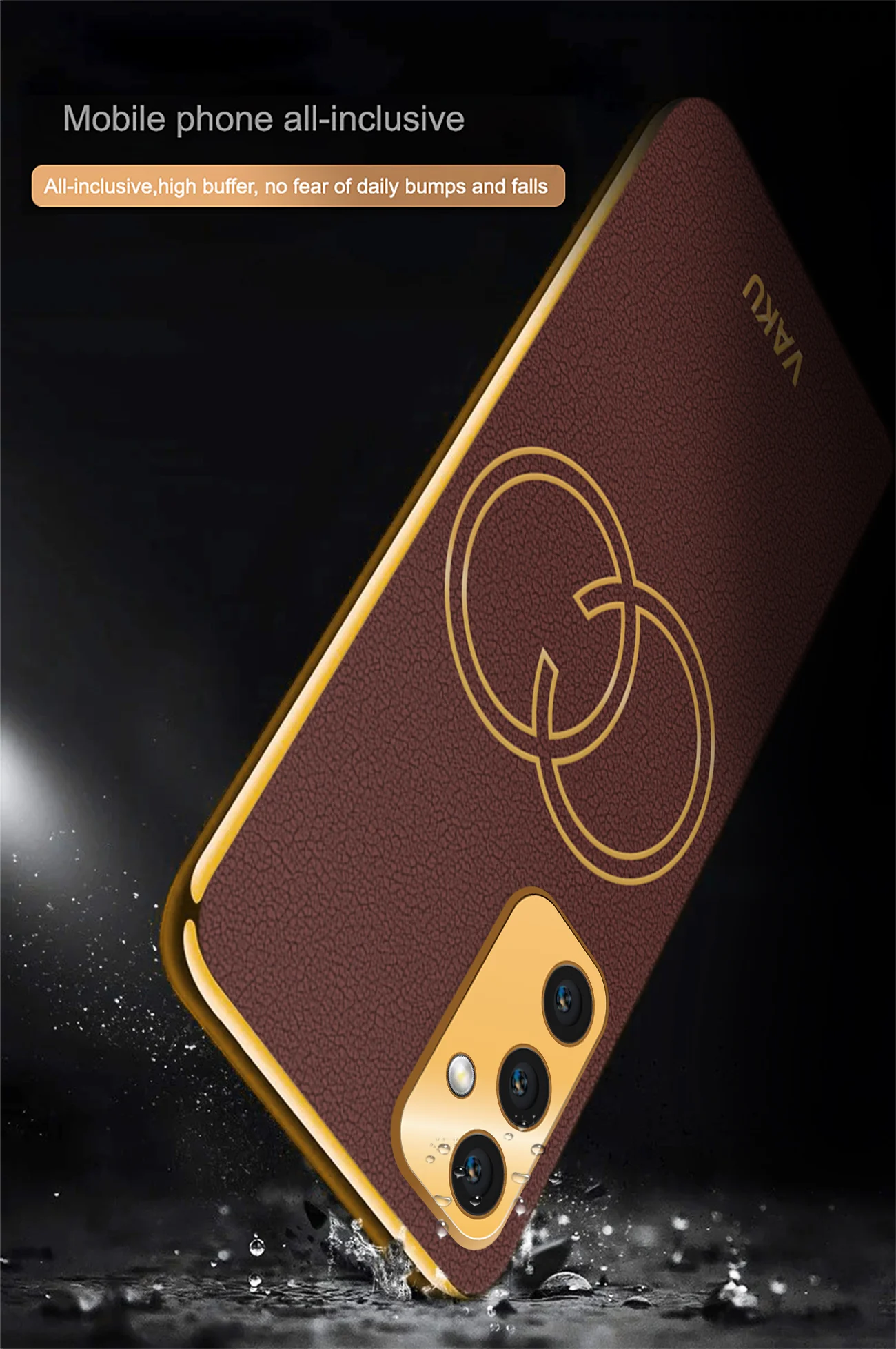 Vaku® Samsung Galaxy A14 5G Skylar Leather Pattern Gold Electroplated Soft TPU Back Cover - Image 7