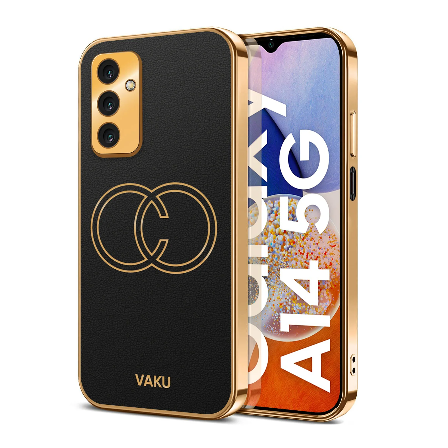 Vaku® Samsung Galaxy A14 5G Skylar Leather Pattern Gold Electroplated Soft TPU Back Cover - Image 8