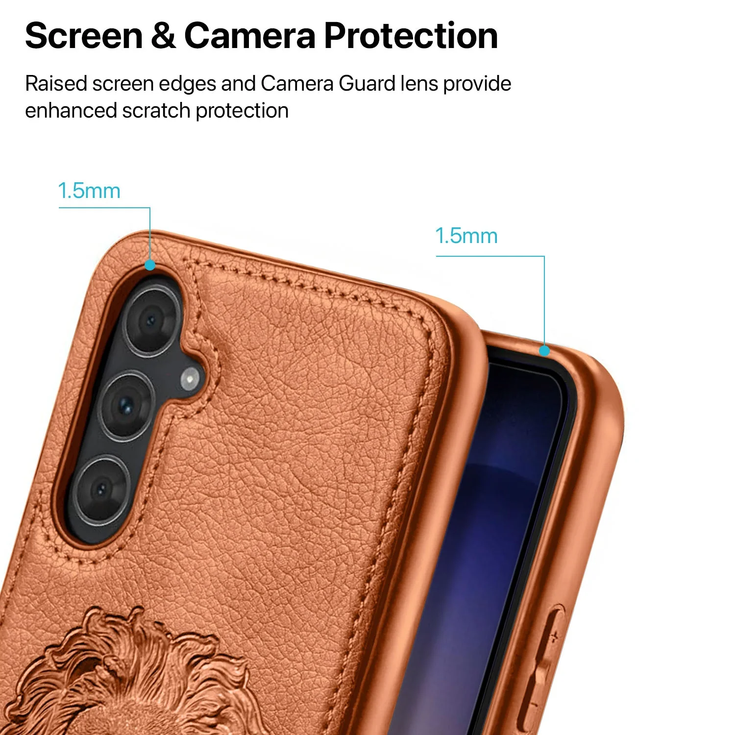 Vaku ® Samsung Galaxy A15 5G Lion Embossed Luxury Designer Leather Back Cover - Image 2