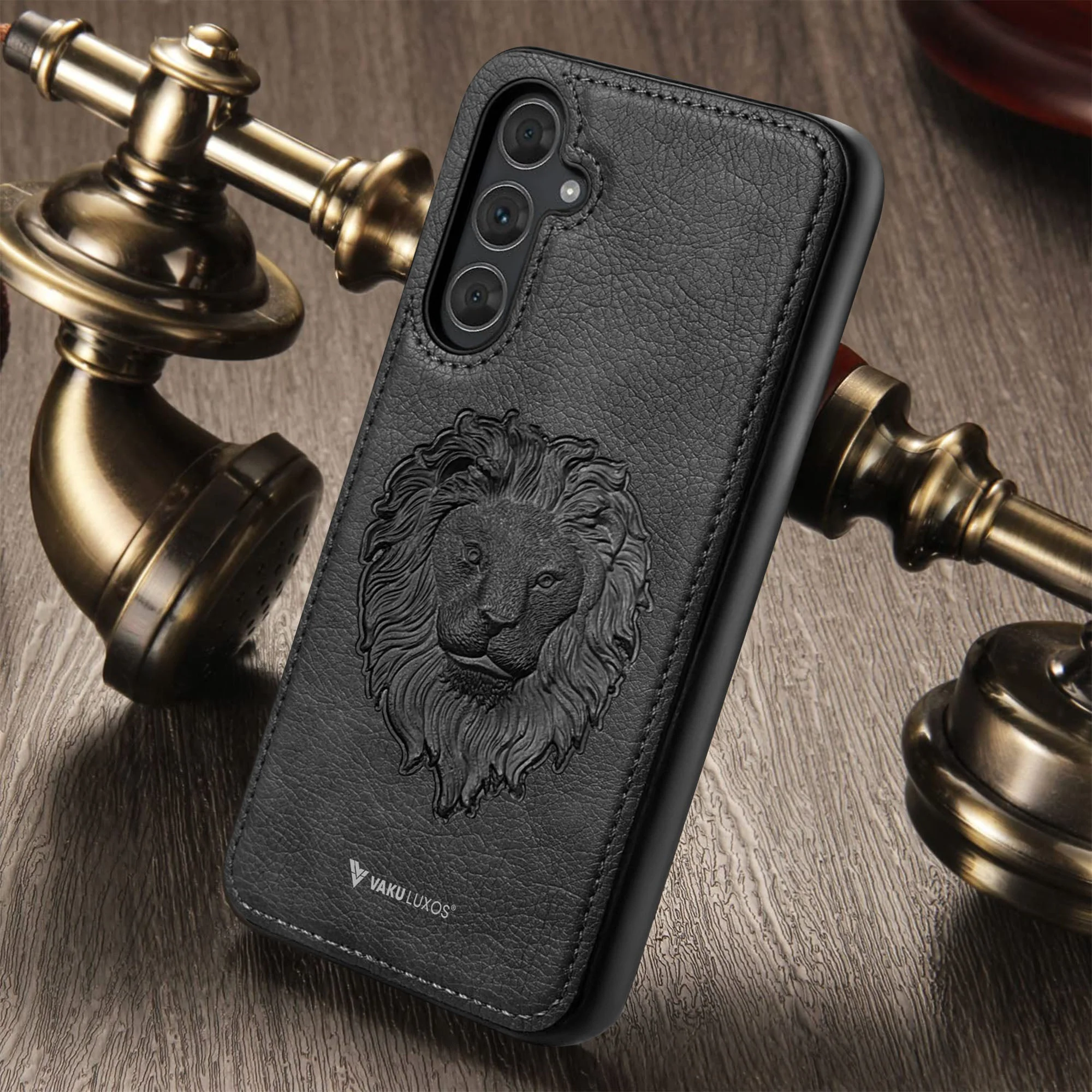 Vaku ® Samsung Galaxy A15 5G Lion Embossed Luxury Designer Leather Back Cover - Image 8