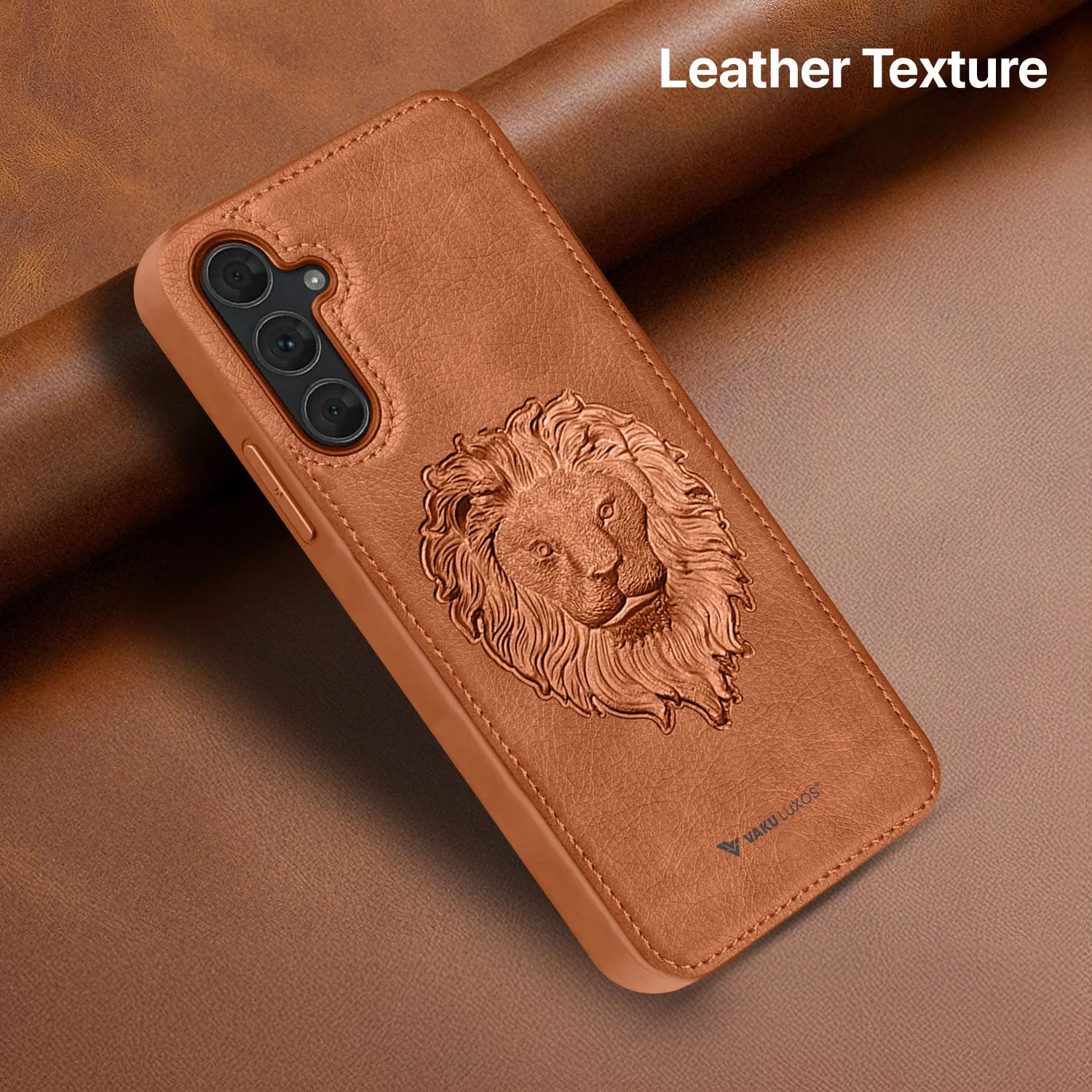 Vaku ® Samsung Galaxy A15 5G Lion Embossed Luxury Designer Leather Back Cover - Image 9