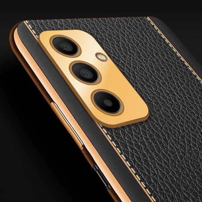 Vaku ® Samsung Galaxy A15 5G Luxemberg Leather Pattern Gold Electroplated Soft TPU Back Cover - Image 15