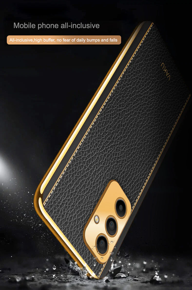 Vaku ® Samsung Galaxy A15 5G Luxemberg Leather Pattern Gold Electroplated Soft TPU Back Cover - Image 18