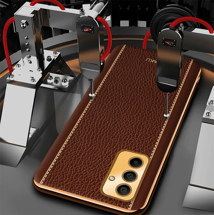 Vaku ® Samsung Galaxy A15 5G Luxemberg Leather Pattern Gold Electroplated Soft TPU Back Cover - Image 8