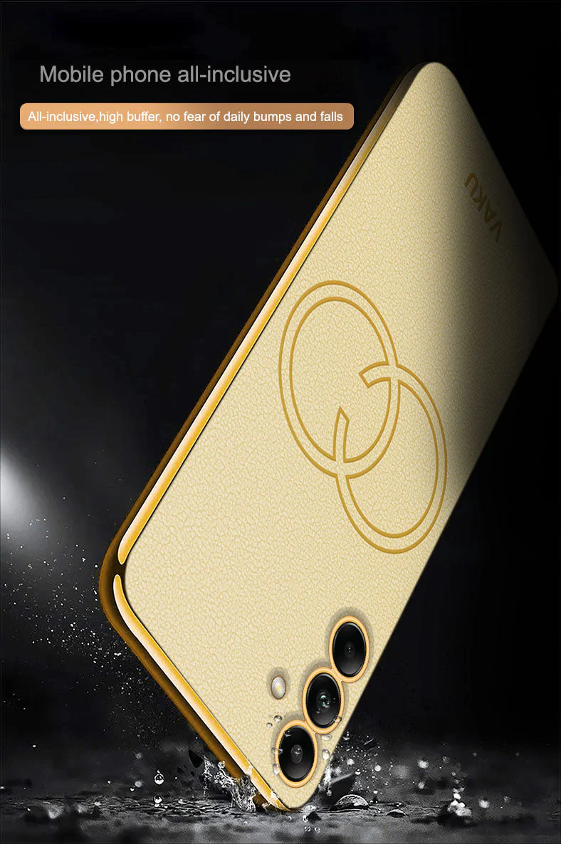 Vaku® Samsung Galaxy A15 5G Skylar Leather Pattern Gold Electroplated Soft TPU Back Cover - Image 3