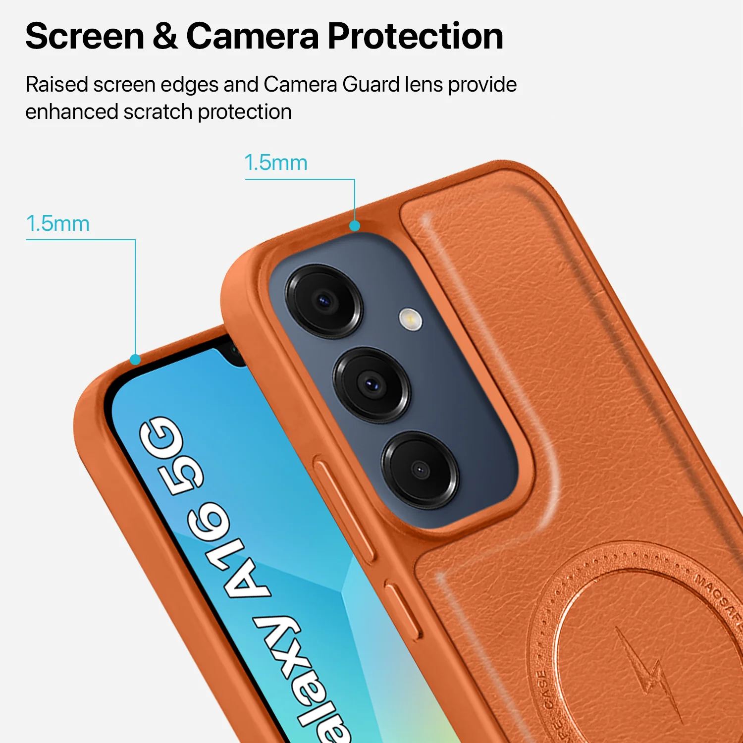 Vaku ® Samsung Galaxy A16 5G Maxtron Leather Stitched Magnetic Magsafe Back Cover - Image 4