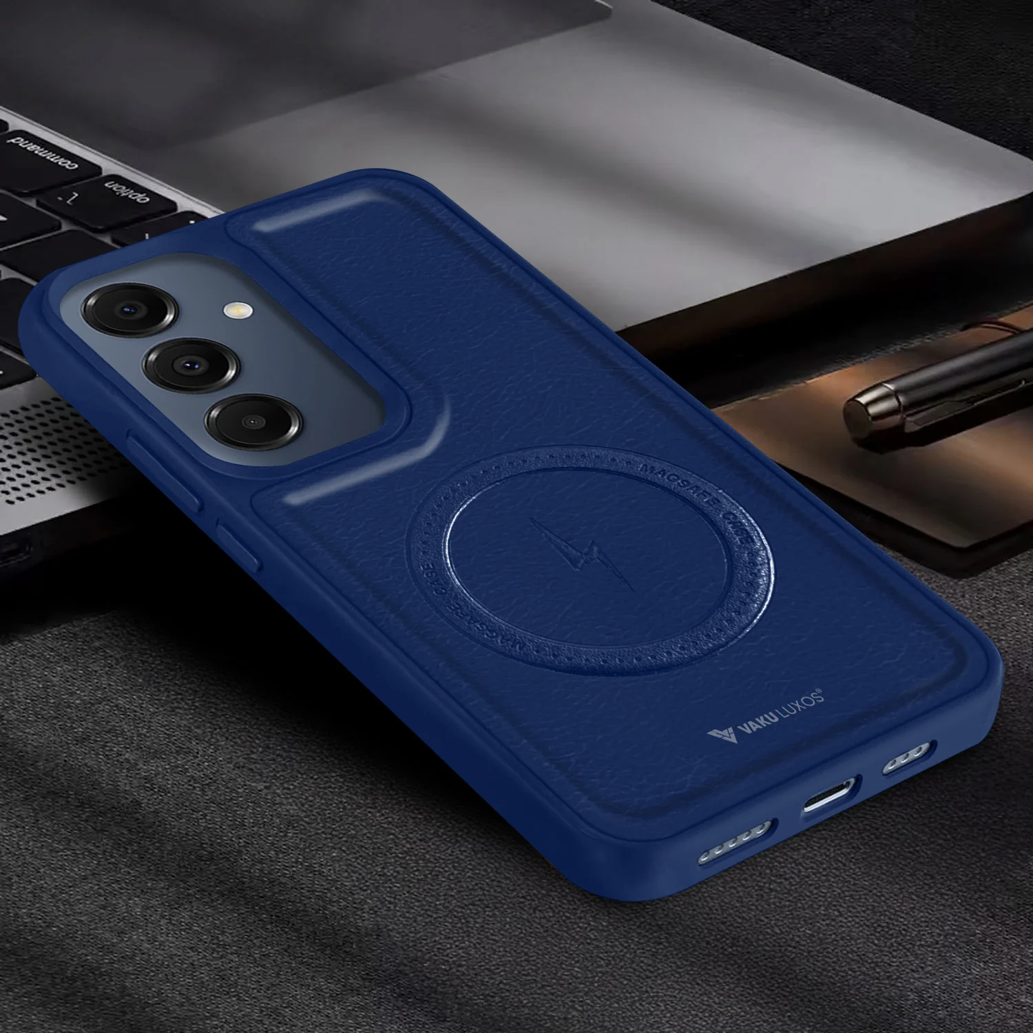 Vaku ® Samsung Galaxy A16 5G Maxtron Leather Stitched Magnetic Magsafe Back Cover - Image 8
