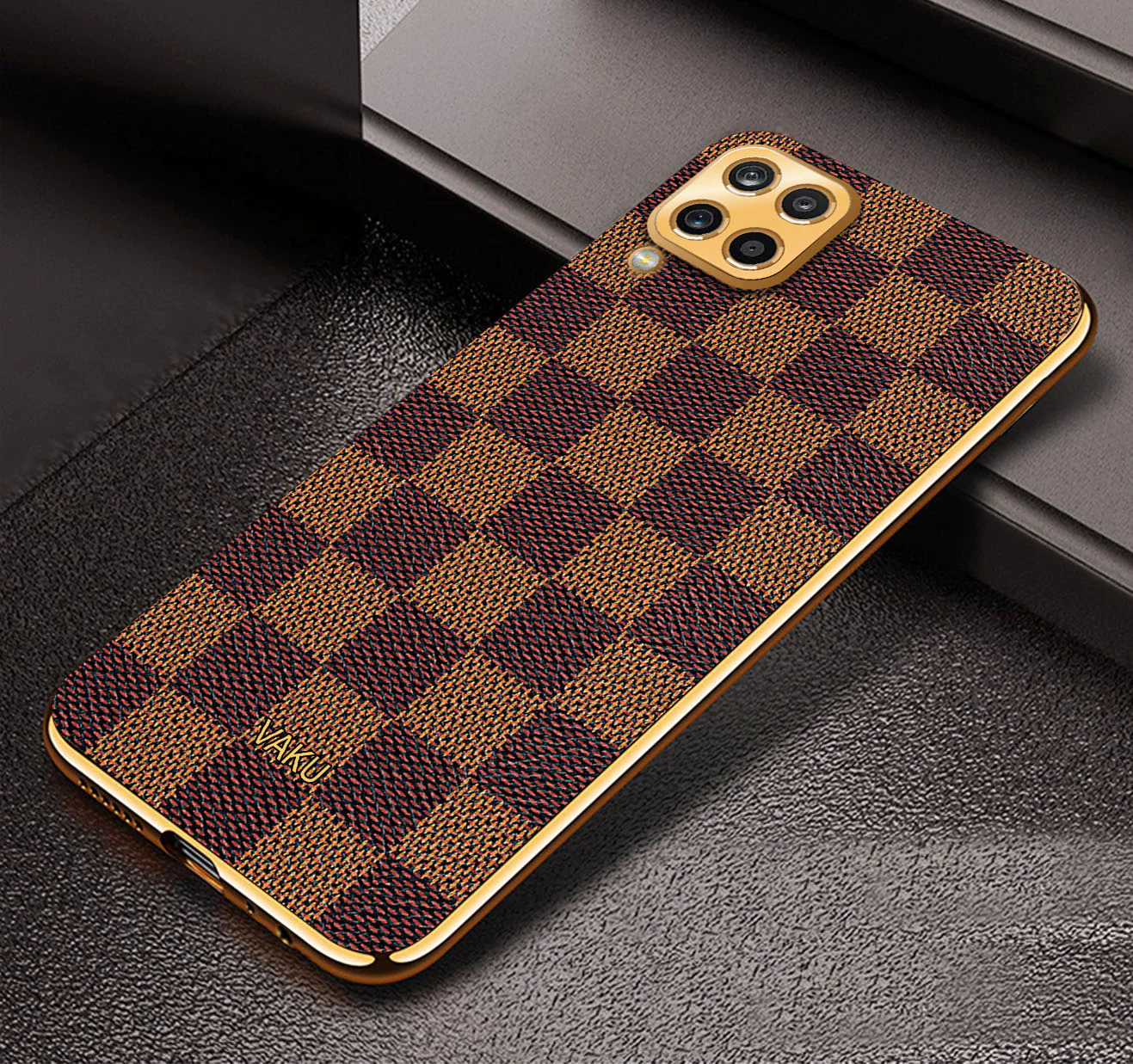 Vaku® Samsung Galaxy A22 4G Cheron Leather Electroplated Soft TPU Back Cover - Image 3