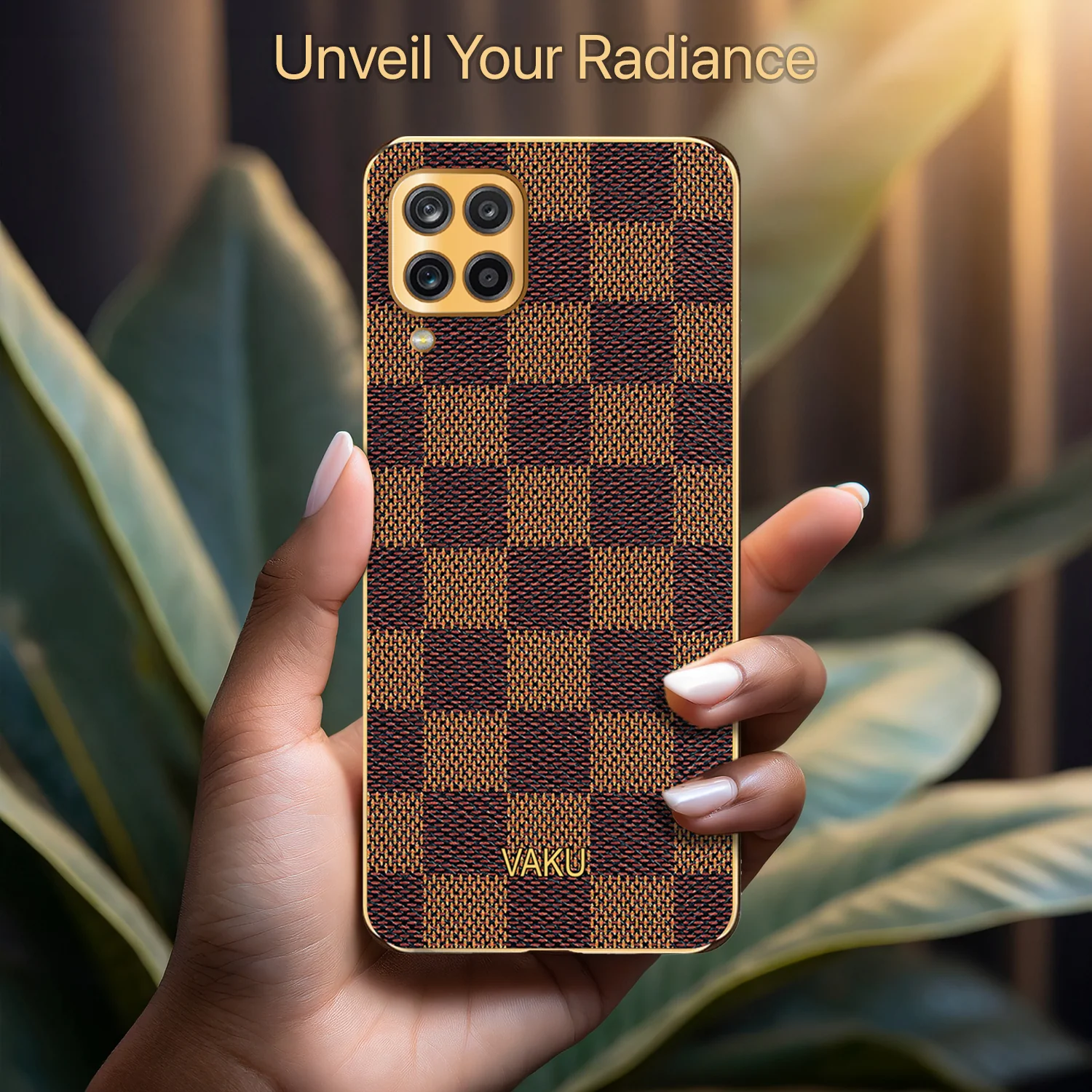 Vaku® Samsung Galaxy A22 4G Cheron Leather Electroplated Soft TPU Back Cover - Image 7