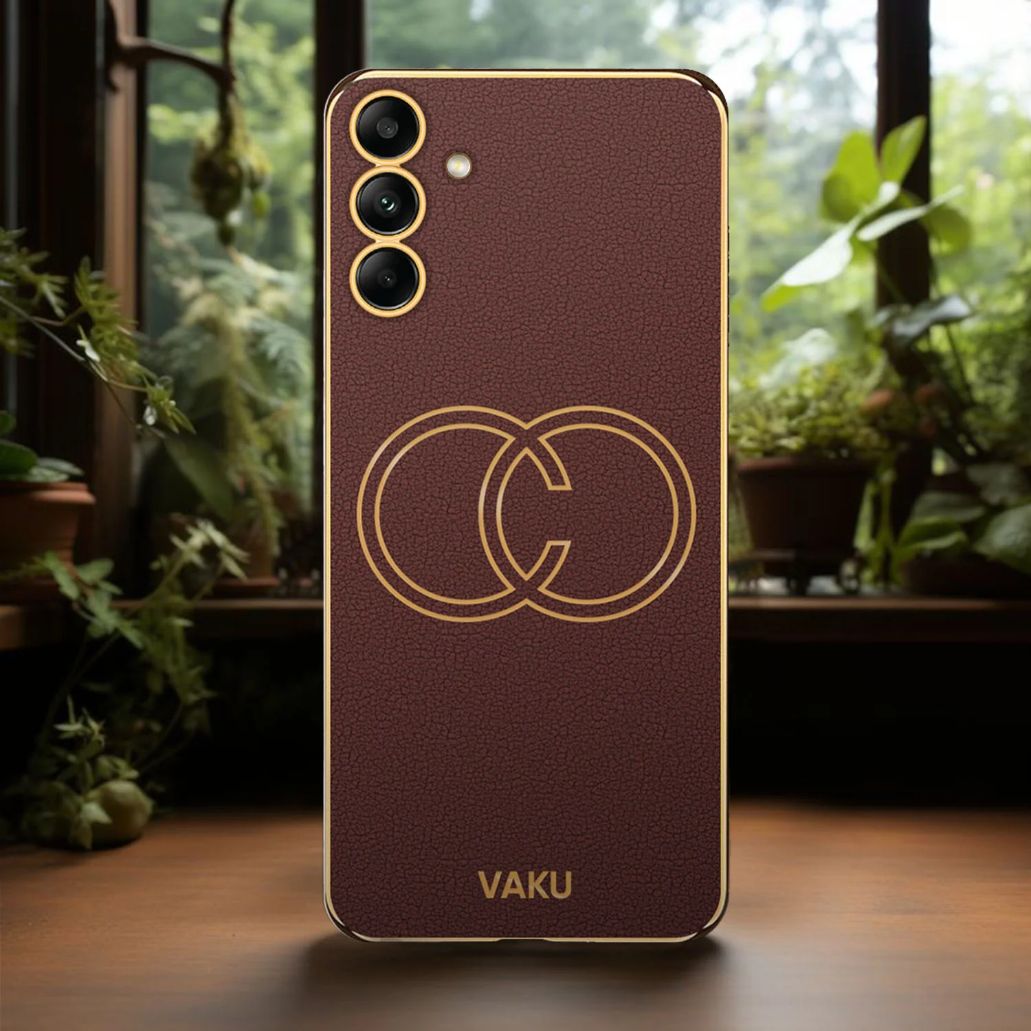 Vaku® Samsung Galaxy A23 4G Skylar Leather Pattern Gold Electroplated Soft TPU Back Cover - Image 15