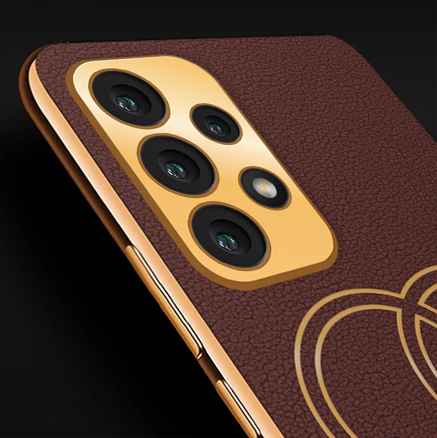 Vaku® Samsung Galaxy A23 4G Skylar Leather Pattern Gold Electroplated Soft TPU Back Cover - Image 2