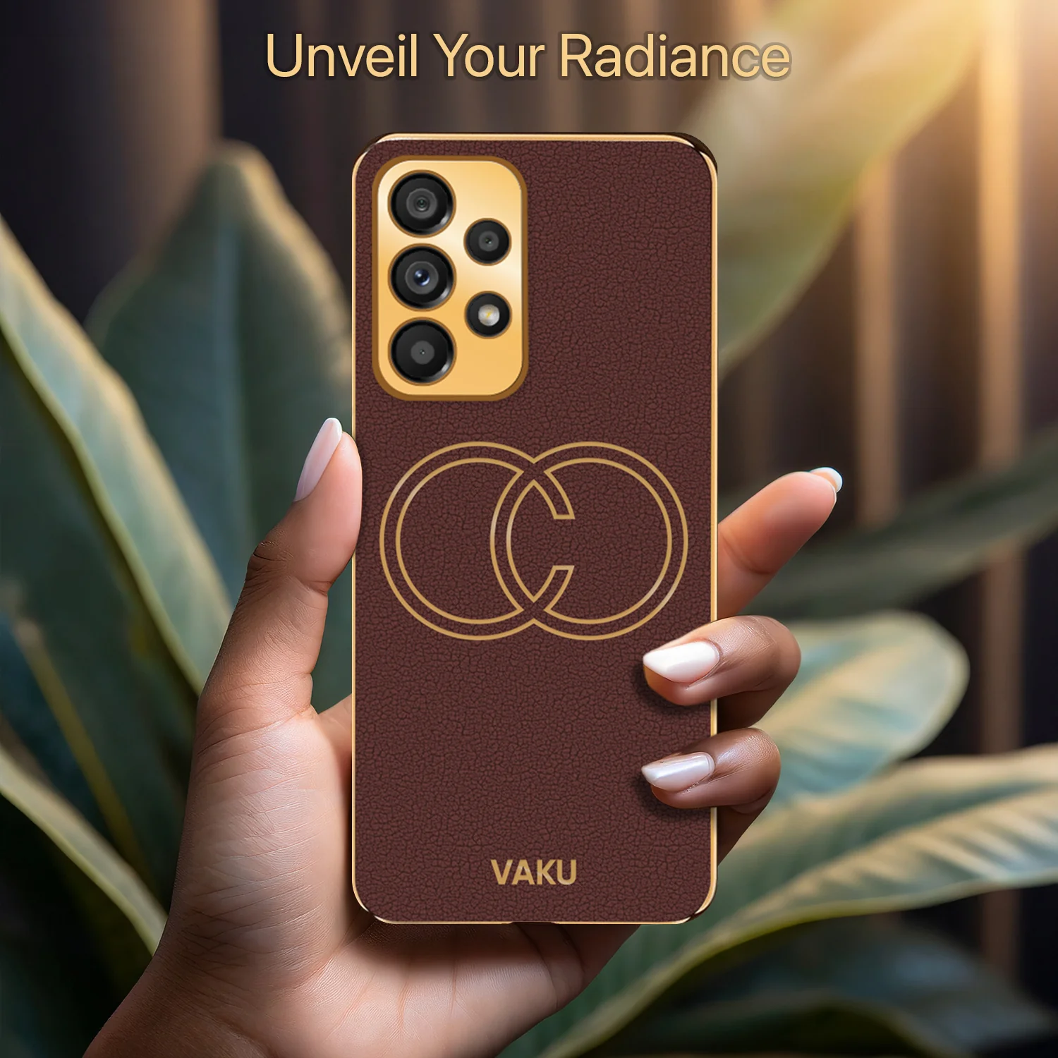 Vaku® Samsung Galaxy A23 4G Skylar Leather Pattern Gold Electroplated Soft TPU Back Cover - Image 8