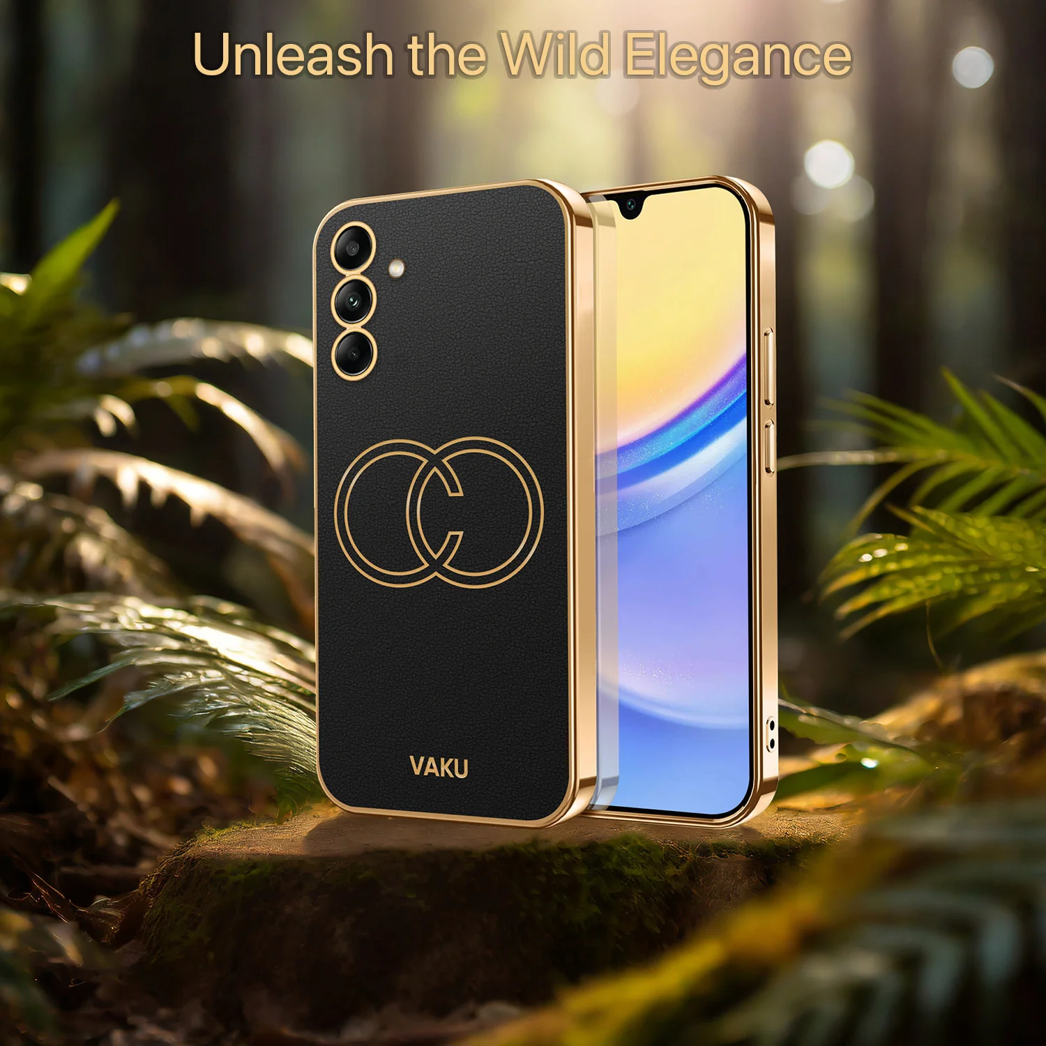 Vaku ® Samsung Galaxy A23 5G Skylar Leather Pattern Gold Electroplated Soft TPU Back Cover - Image 10