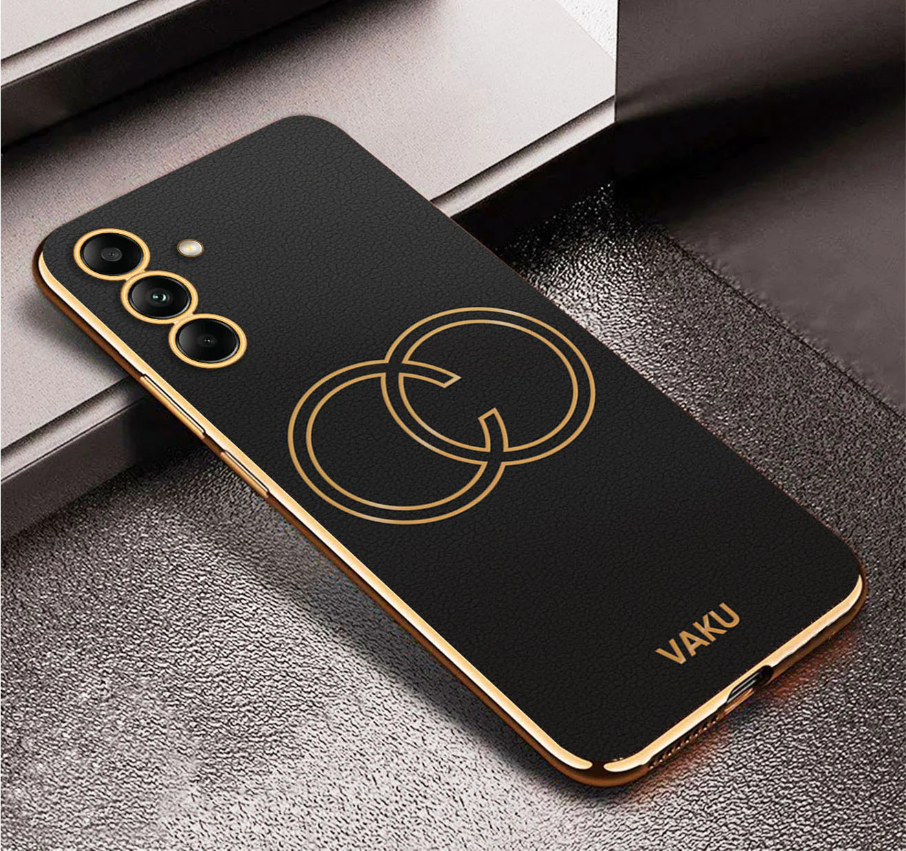 Vaku ® Samsung Galaxy A23 5G Skylar Leather Pattern Gold Electroplated Soft TPU Back Cover - Image 14