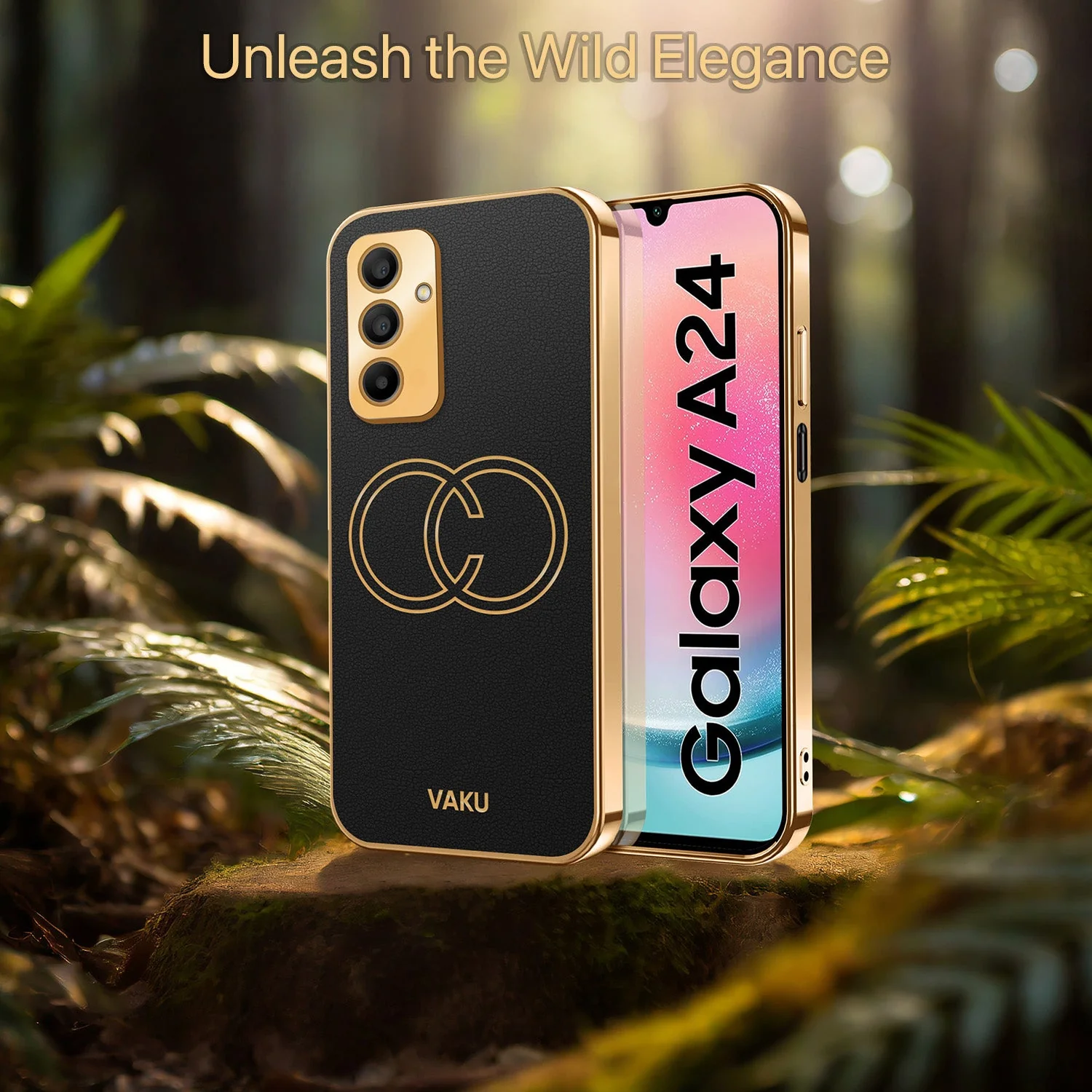 Vaku® Samsung Galaxy A24 4G Skylar Leather Pattern Gold Electroplated Soft TPU Back Cover - Image 11