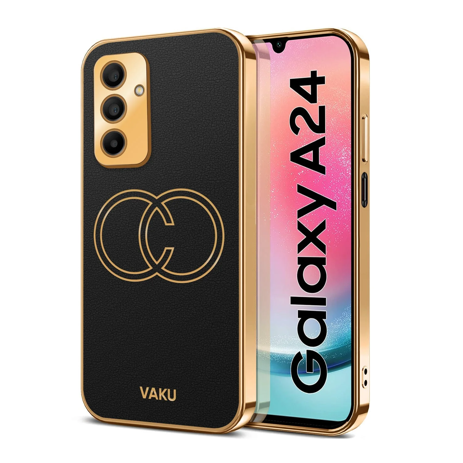 Vaku® Samsung Galaxy A24 4G Skylar Leather Pattern Gold Electroplated Soft TPU Back Cover - Image 14