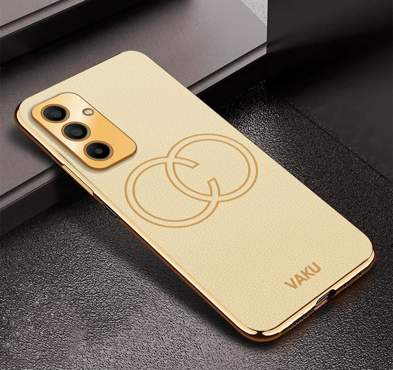 Vaku® Samsung Galaxy A24 4G Skylar Leather Pattern Gold Electroplated Soft TPU Back Cover - Image 5