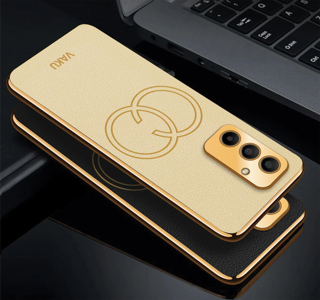 Vaku® Samsung Galaxy A24 4G Skylar Leather Pattern Gold Electroplated Soft TPU Back Cover - Image 9