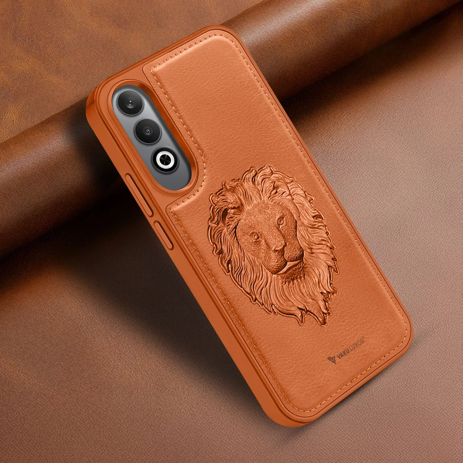 Vaku ® Samsung Galaxy A25 5G Lion Embossed Luxury Designer Leather Back Cover - Image 2