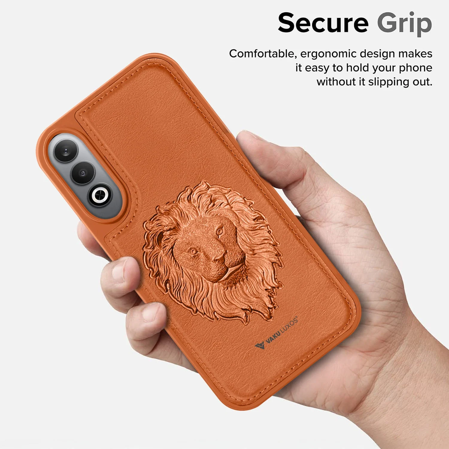Vaku ® Samsung Galaxy A25 5G Lion Embossed Luxury Designer Leather Back Cover - Image 3