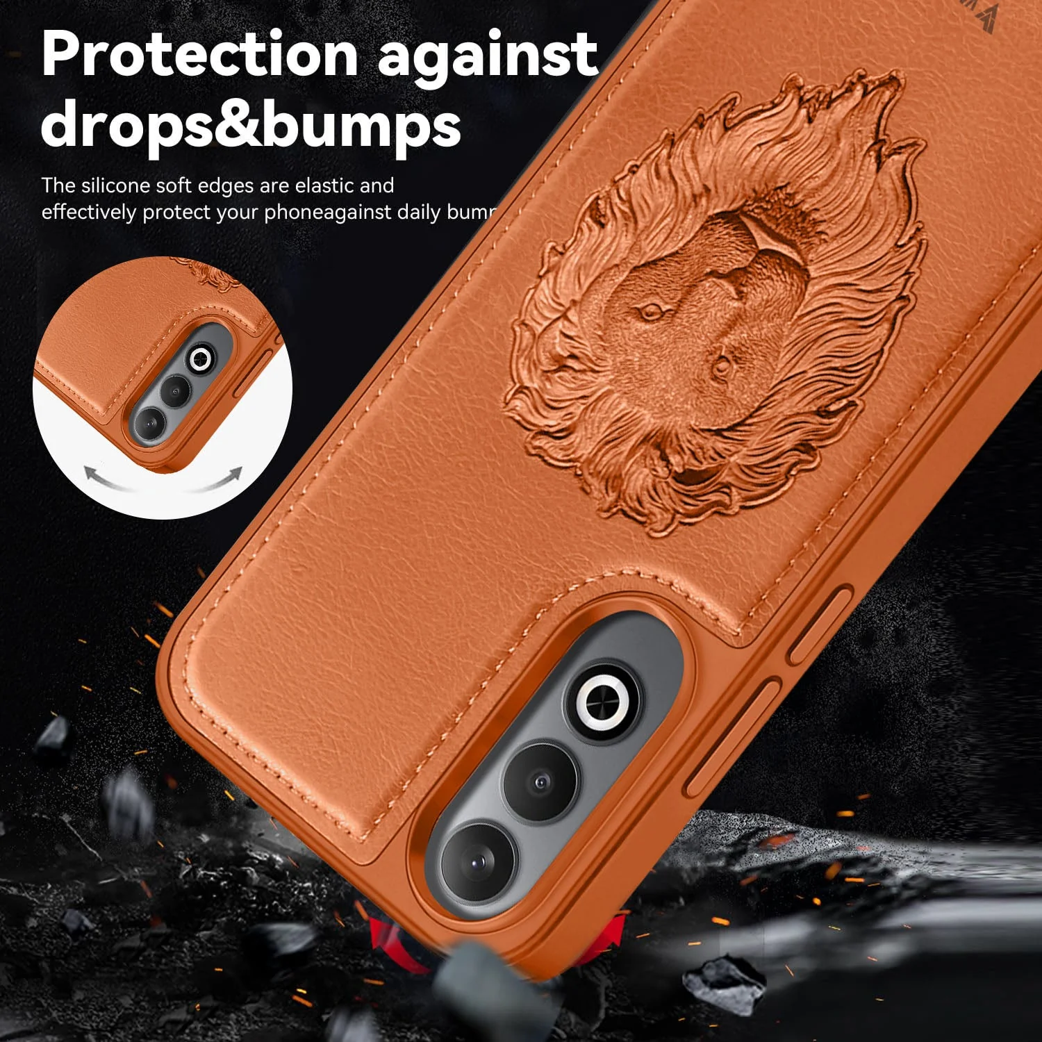 Vaku ® Samsung Galaxy A25 5G Lion Embossed Luxury Designer Leather Back Cover - Image 5