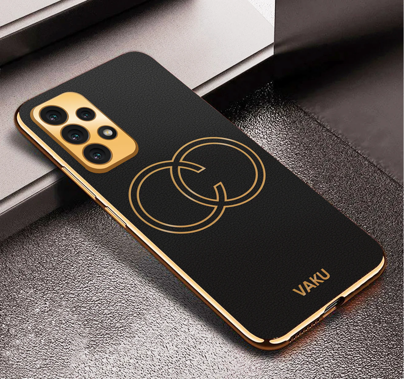 Vaku® Samsung Galaxy A32 4G Skylar Leather Pattern Gold Electroplated Soft TPU Back Cover - Image 13