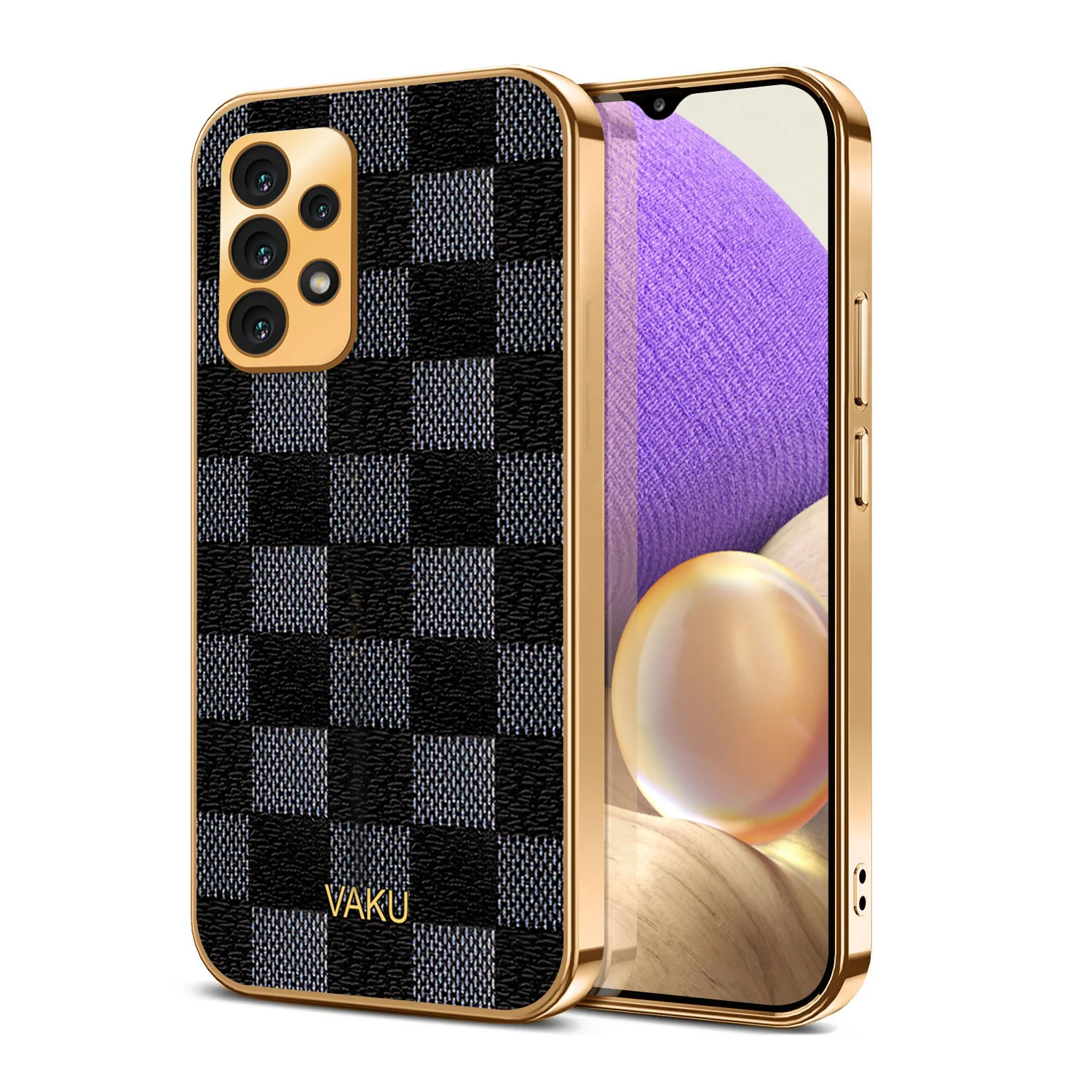 Vaku® Samsung Galaxy A32 5G Cheron Leather Electroplated Soft TPU Back Cover - Image 2