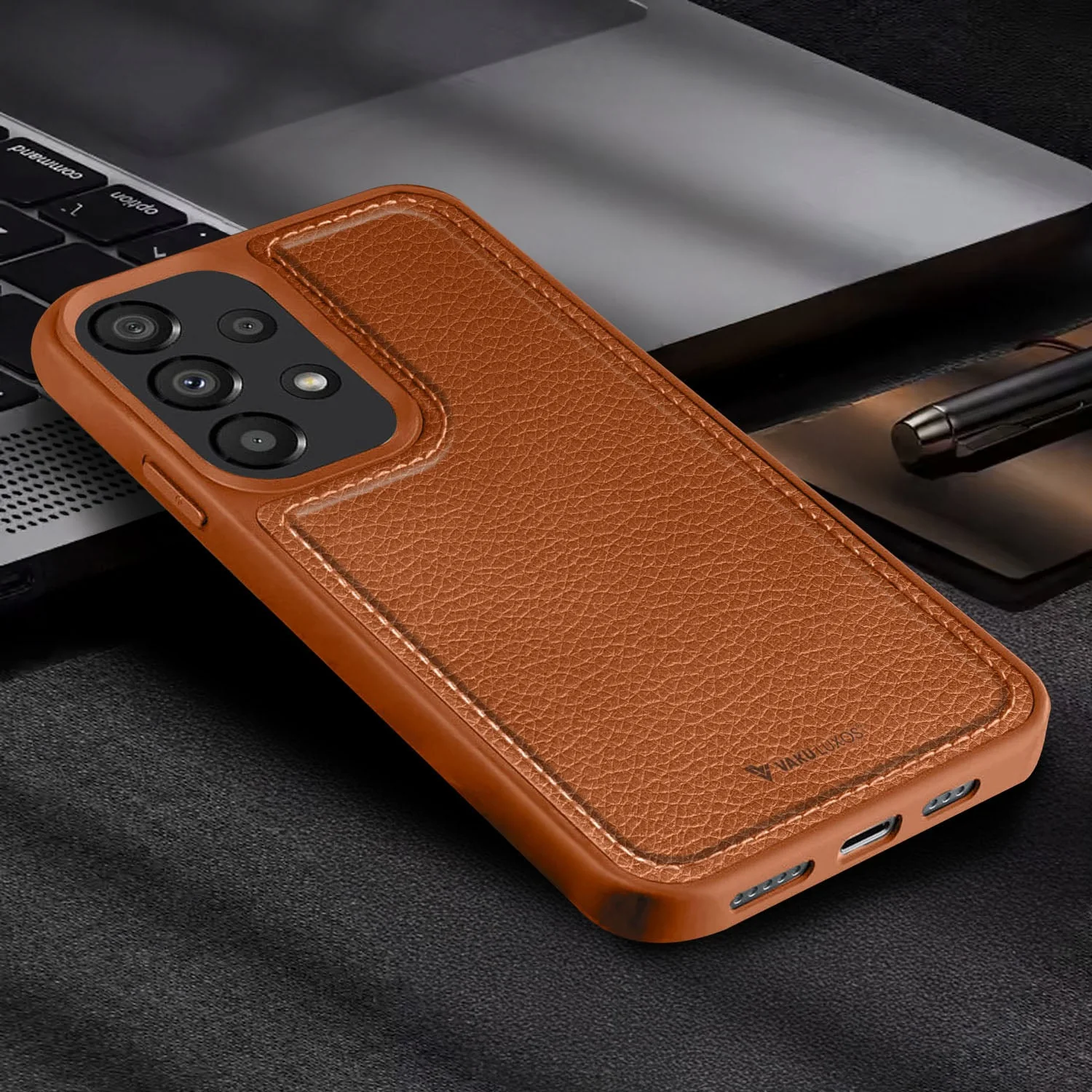 Vaku ® Samsung Galaxy A33 5G Luxe Premium Leather Stitched Protective Back Cover - Image 8
