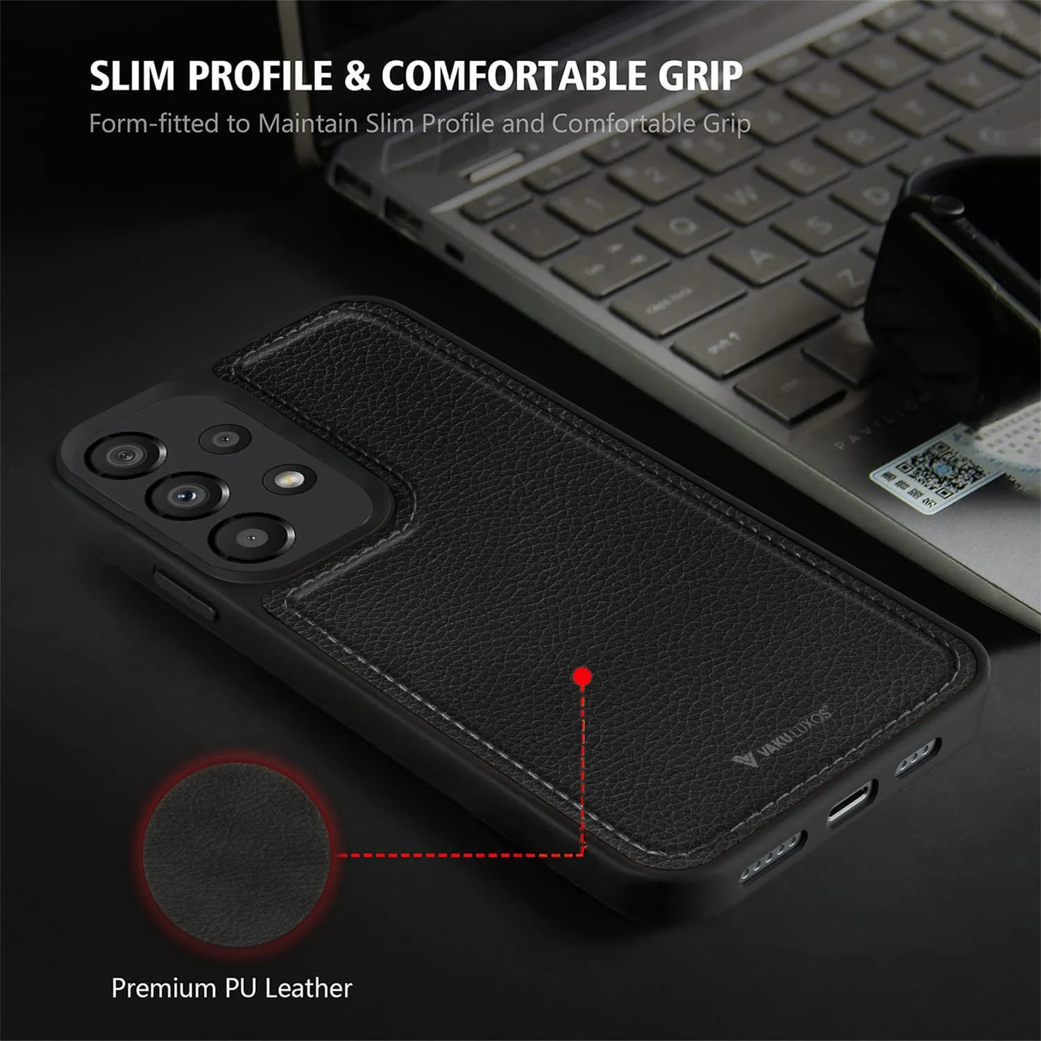 Vaku ® Samsung Galaxy A33 5G Luxe Premium Leather Stitched Protective Back Cover - Image 9