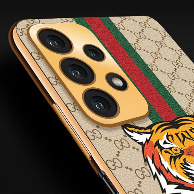 Vaku ® Samsung Galaxy A33 5G Lynx Line Leather Stitched Gold Electroplated Soft TPU Back Cover Case - Image 16
