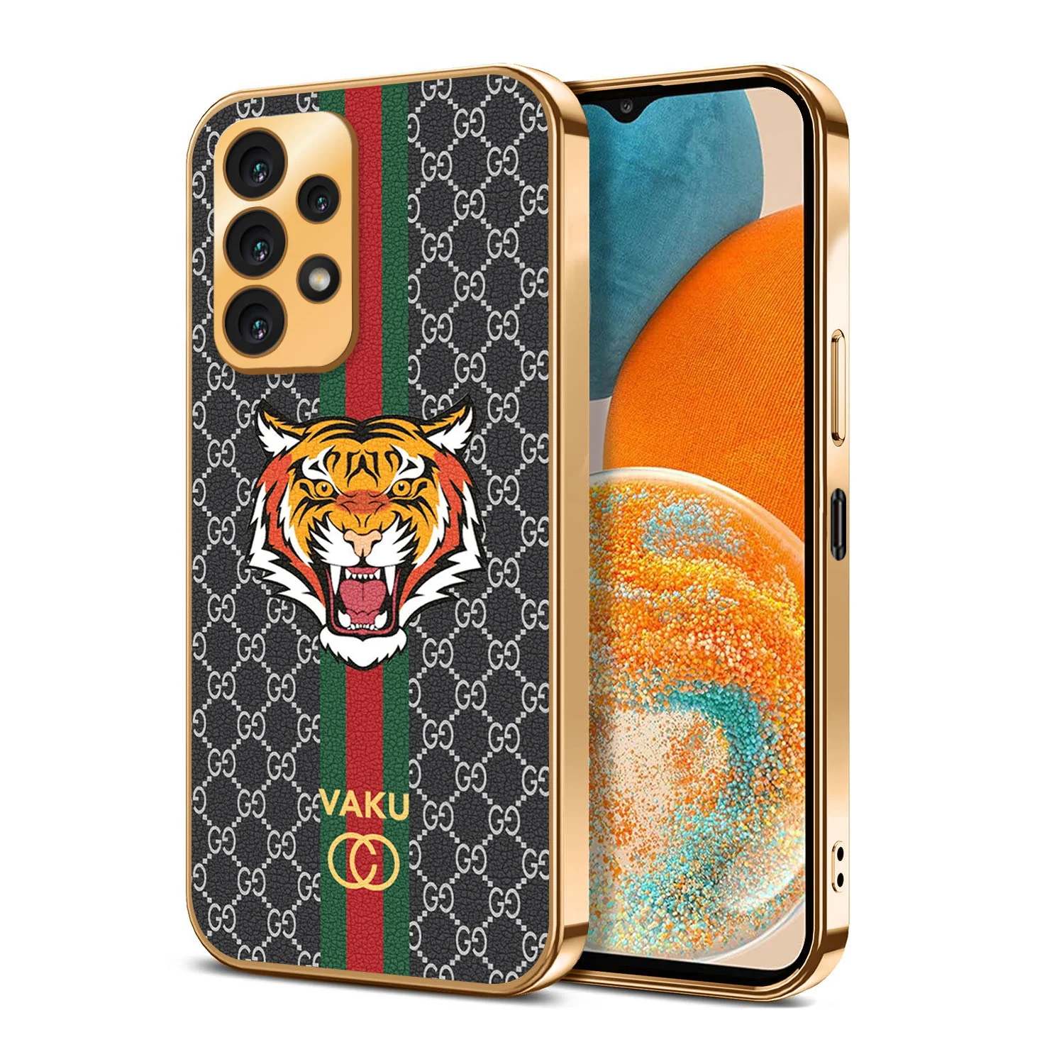 Vaku ® Samsung Galaxy A33 5G Lynx Line Leather Stitched Gold Electroplated Soft TPU Back Cover Case - Image 17