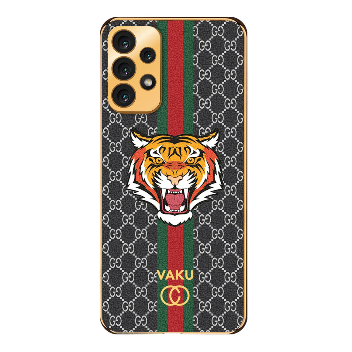 Vaku ® Samsung Galaxy A33 5G Lynx Line Leather Stitched Gold Electroplated Soft TPU Back Cover Case - Image 6