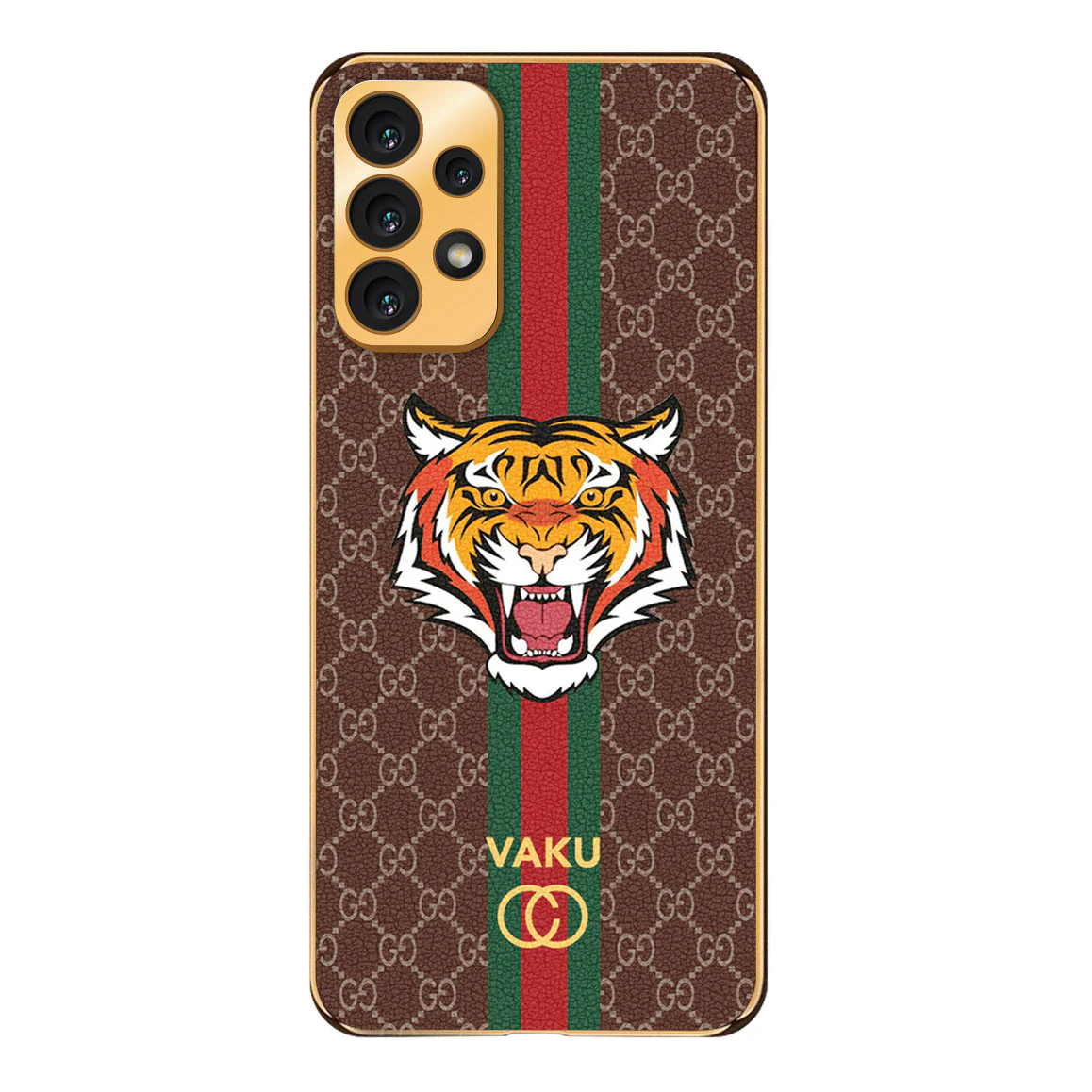 Vaku ® Samsung Galaxy A33 5G Lynx Line Leather Stitched Gold Electroplated Soft TPU Back Cover Case - Image 9