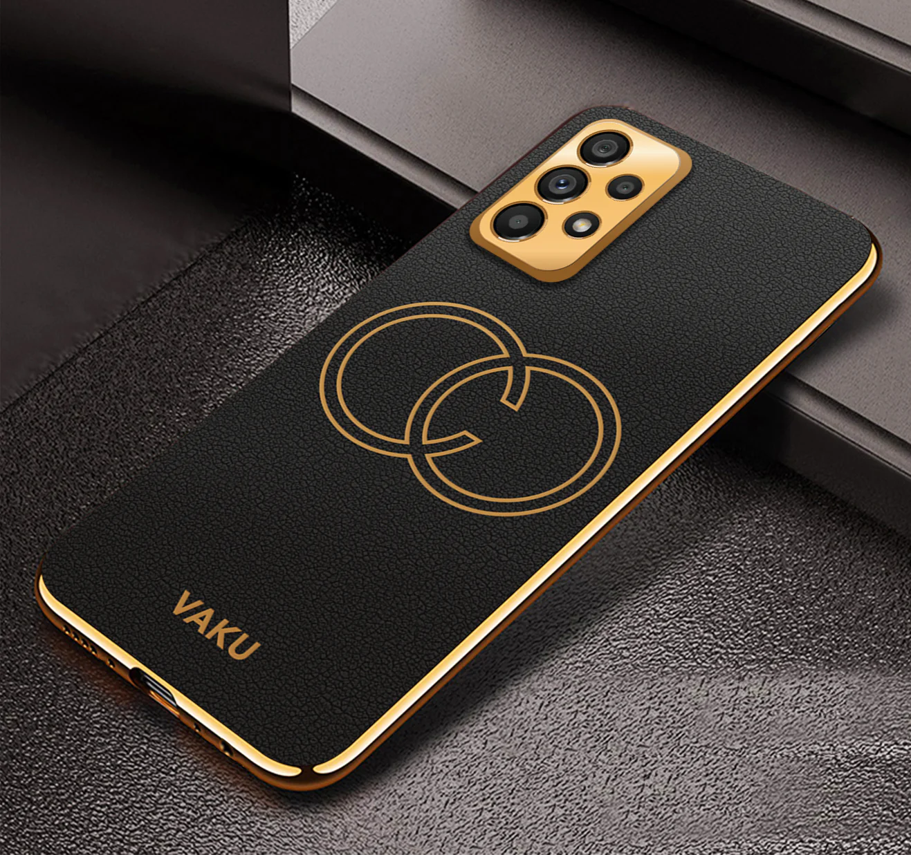 Vaku® Samsung Galaxy A33 5G Skylar Leather Pattern Gold Electroplated Soft TPU Back Cover - Image 4