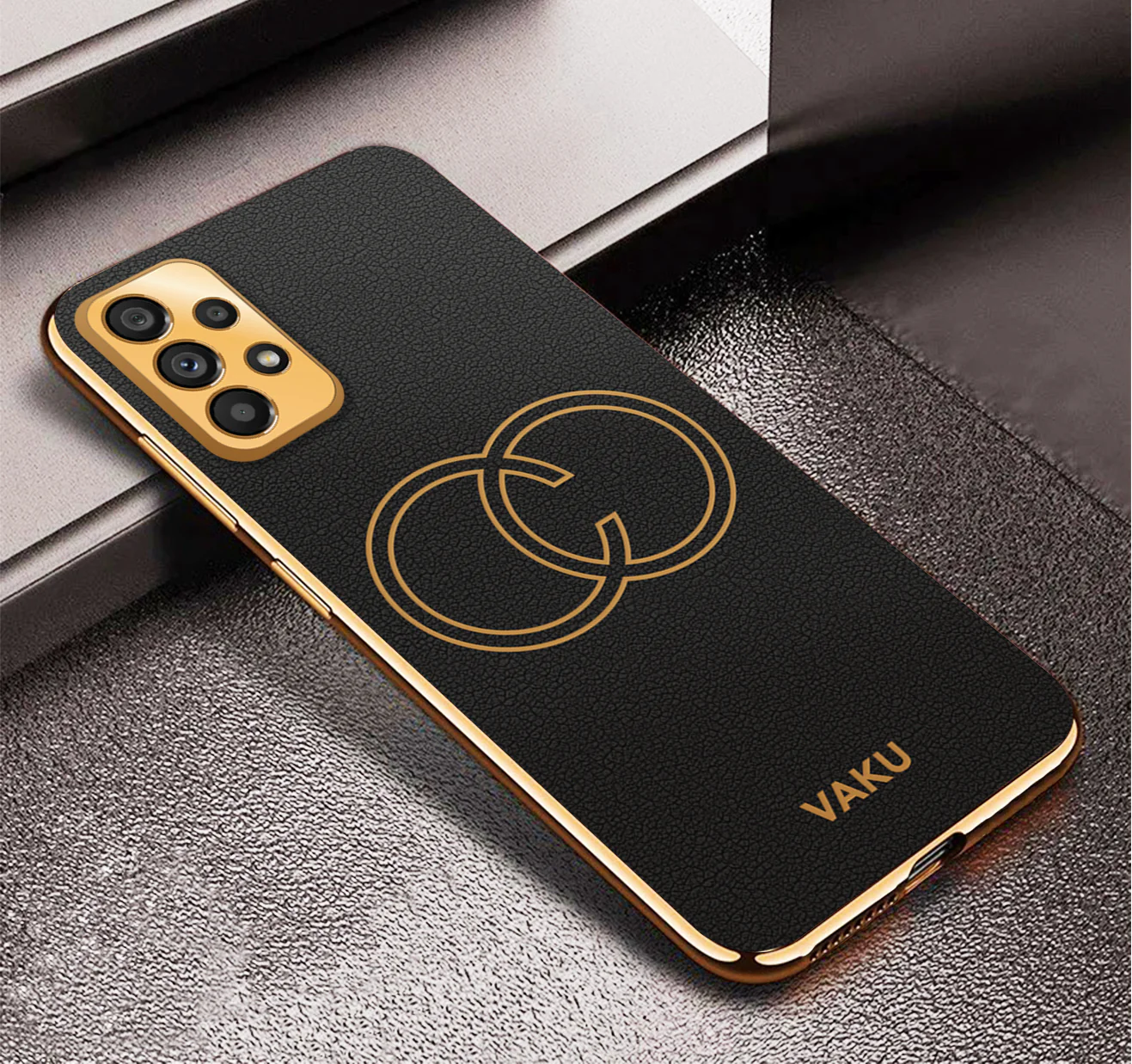 Vaku® Samsung Galaxy A33 5G Skylar Leather Pattern Gold Electroplated Soft TPU Back Cover - Image 8