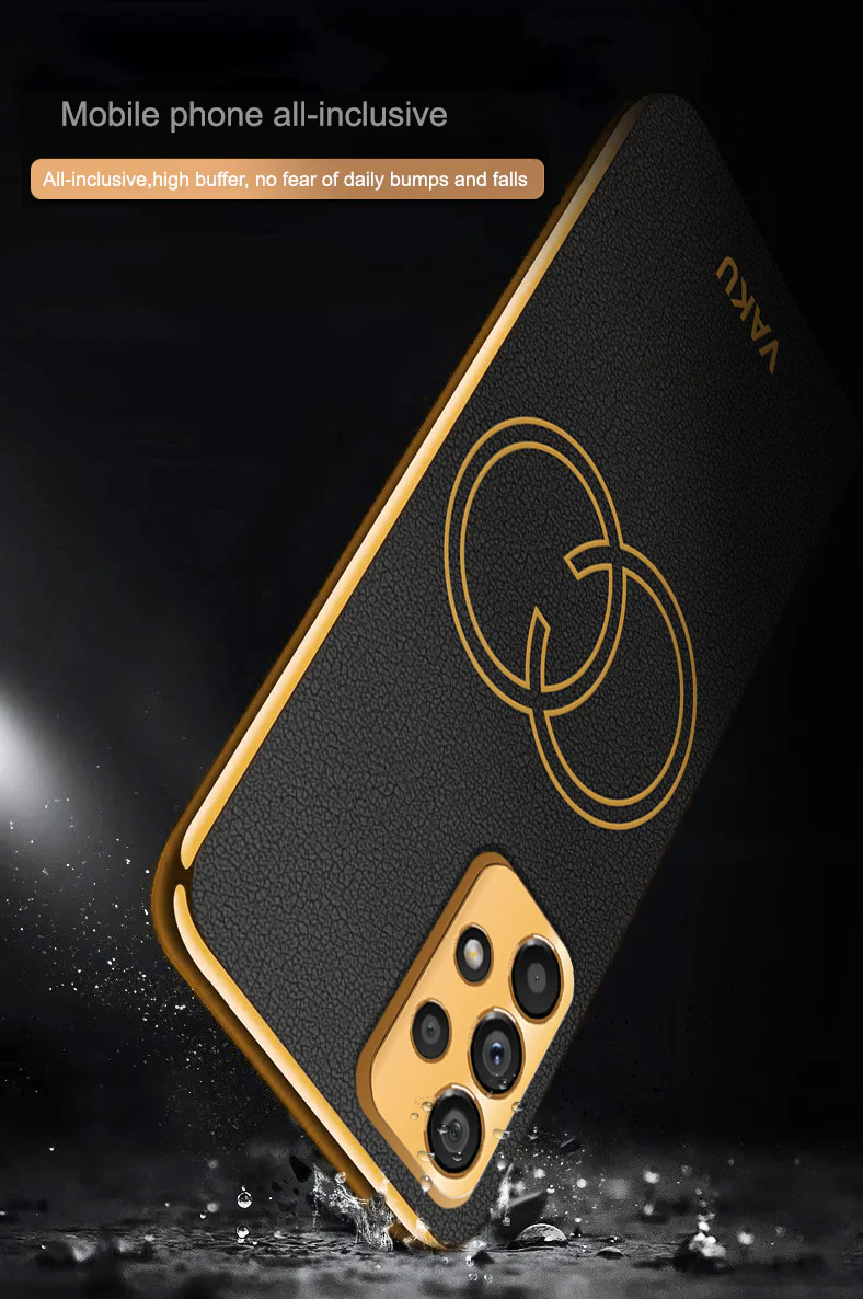 Vaku® Samsung Galaxy A33 5G Skylar Leather Pattern Gold Electroplated Soft TPU Back Cover - Image 9