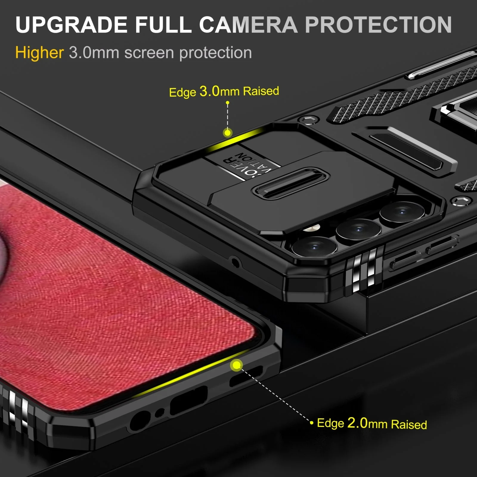 Vaku ® Samsung Galaxy A34 5G Aegis Armor Slide Camera Protection Magnetic Ring Holder Kickstand Back Cover - Image 7