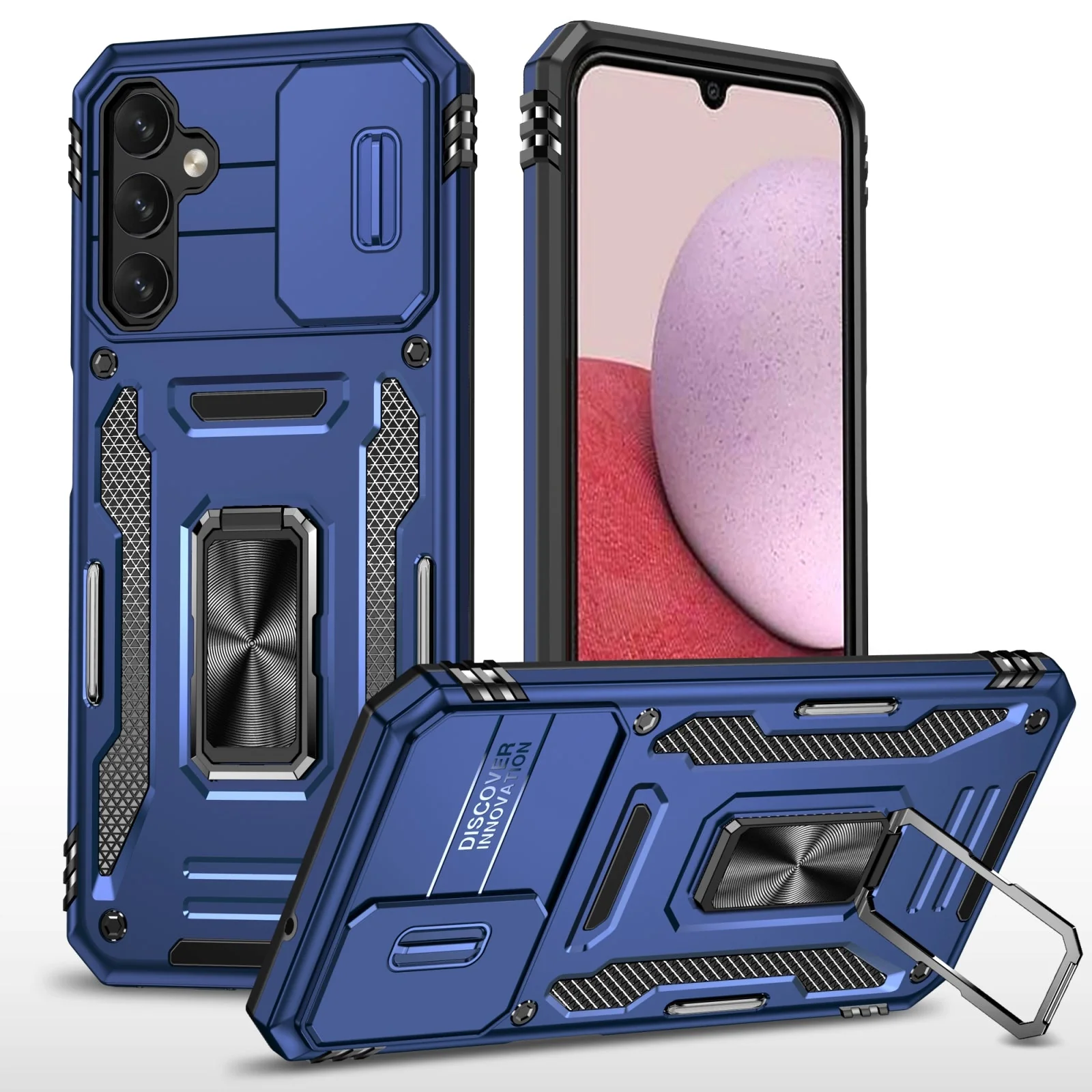 Vaku ® Samsung Galaxy A34 5G Aegis Armor Slide Camera Protection Magnetic Ring Holder Kickstand Back Cover - Image 8