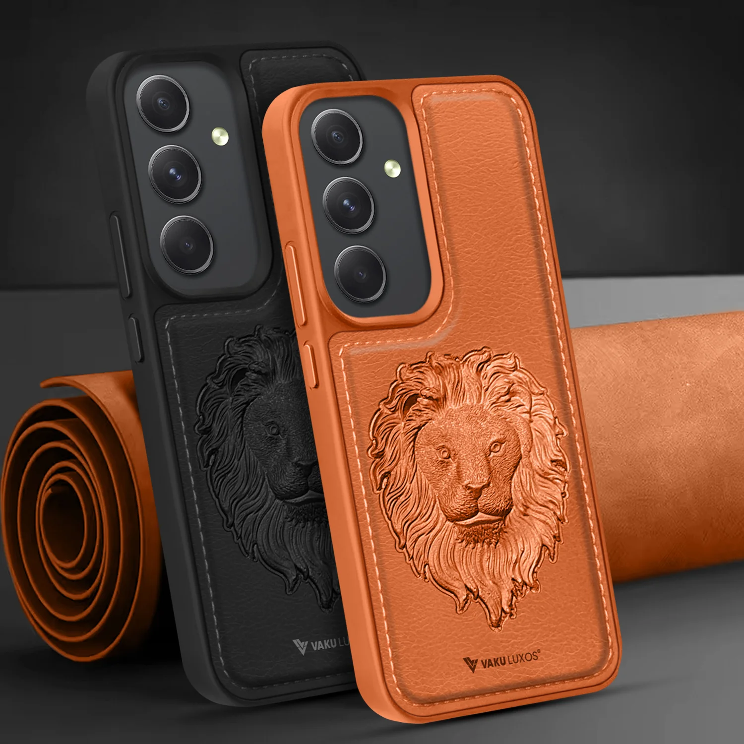 Vaku ® Samsung Galaxy A34 5G Lion Embossed Luxury Designer Leather Back Cover - Image 11