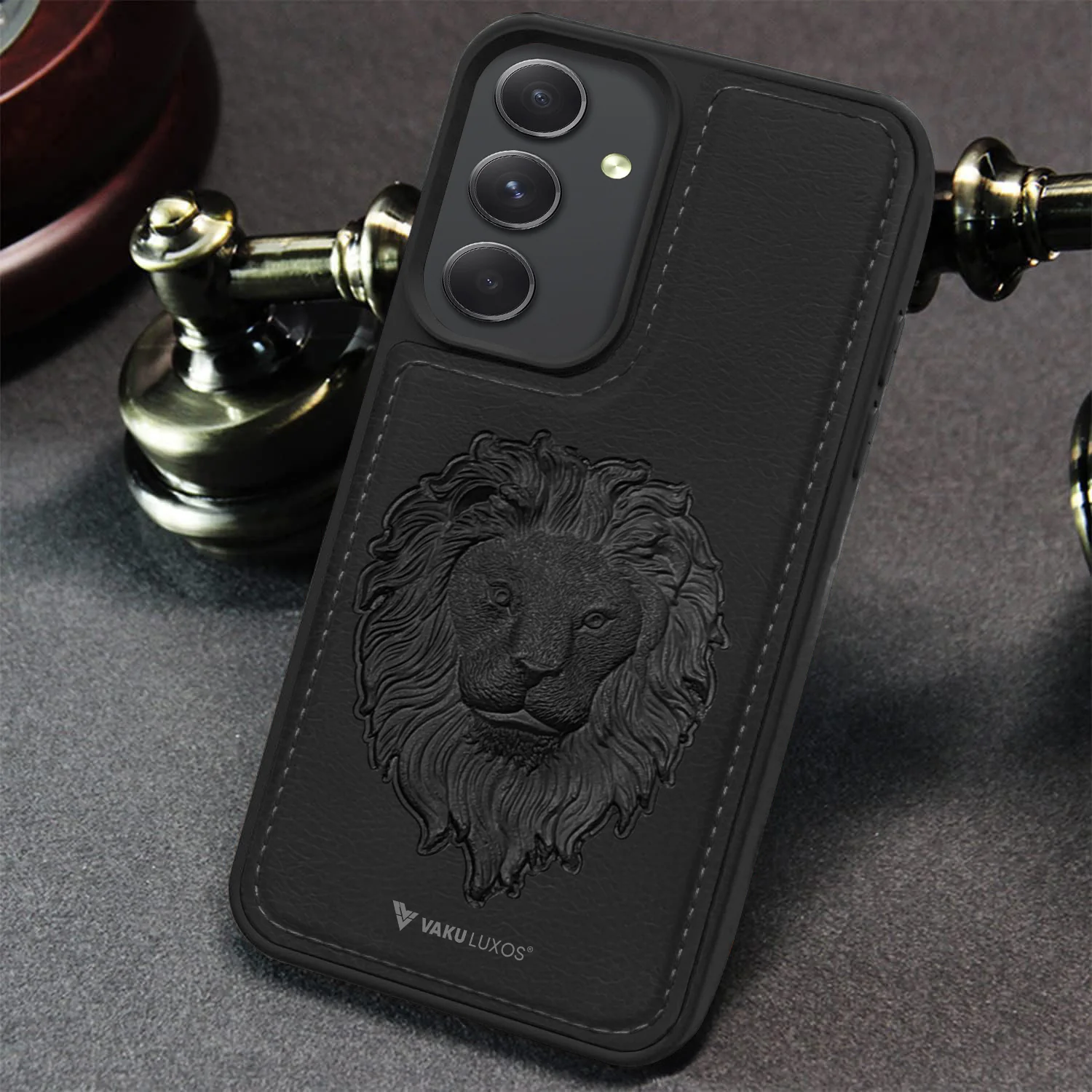 Vaku ® Samsung Galaxy A34 5G Lion Embossed Luxury Designer Leather Back Cover - Image 12